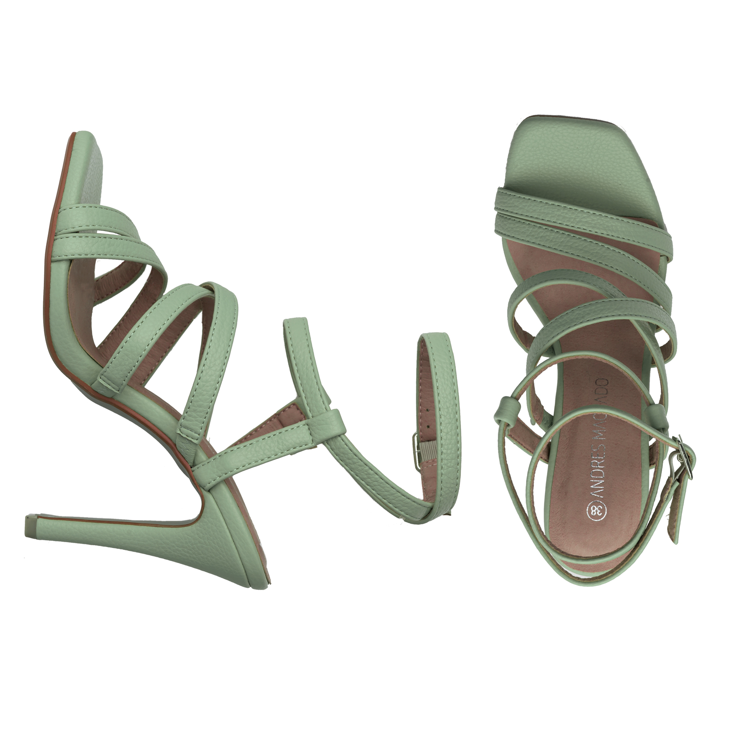Sandales en soft vert menthe à lanières 