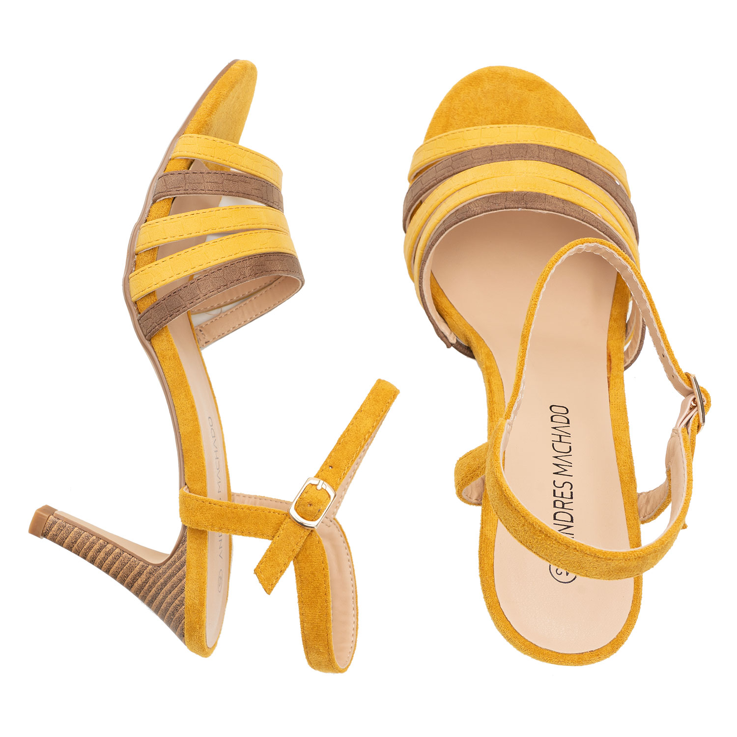 Sandaletten aus gelbem Velourlederimitat 