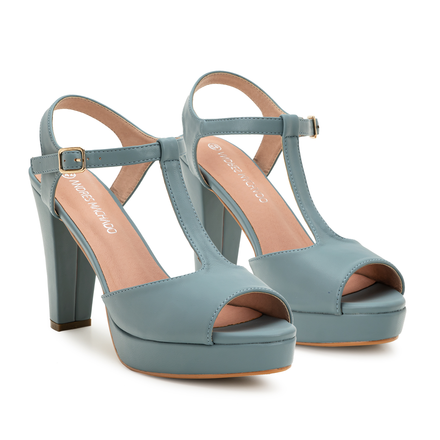 Blue Faux Leather Charleston Sandals