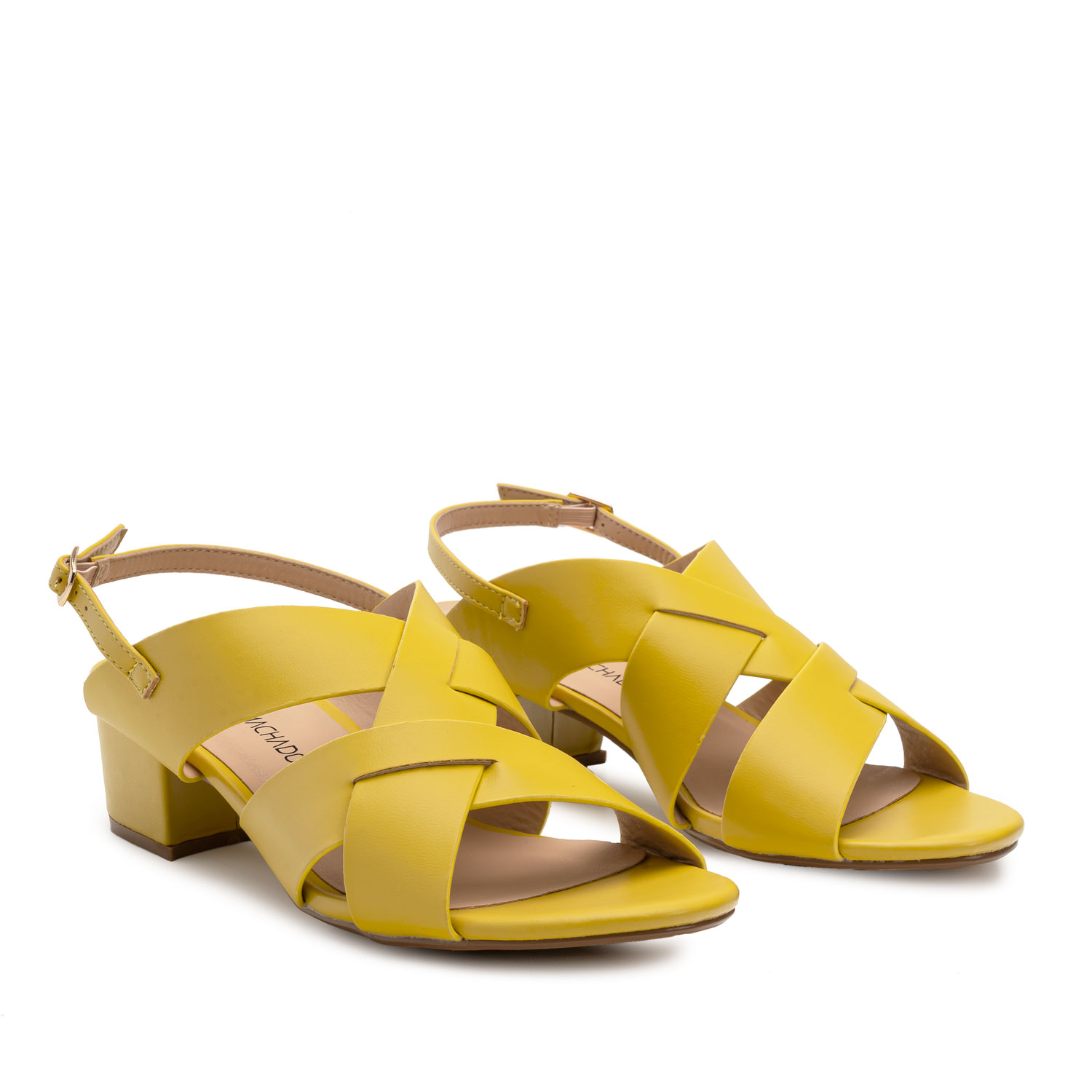 Yellow Faux Leather Sandals 