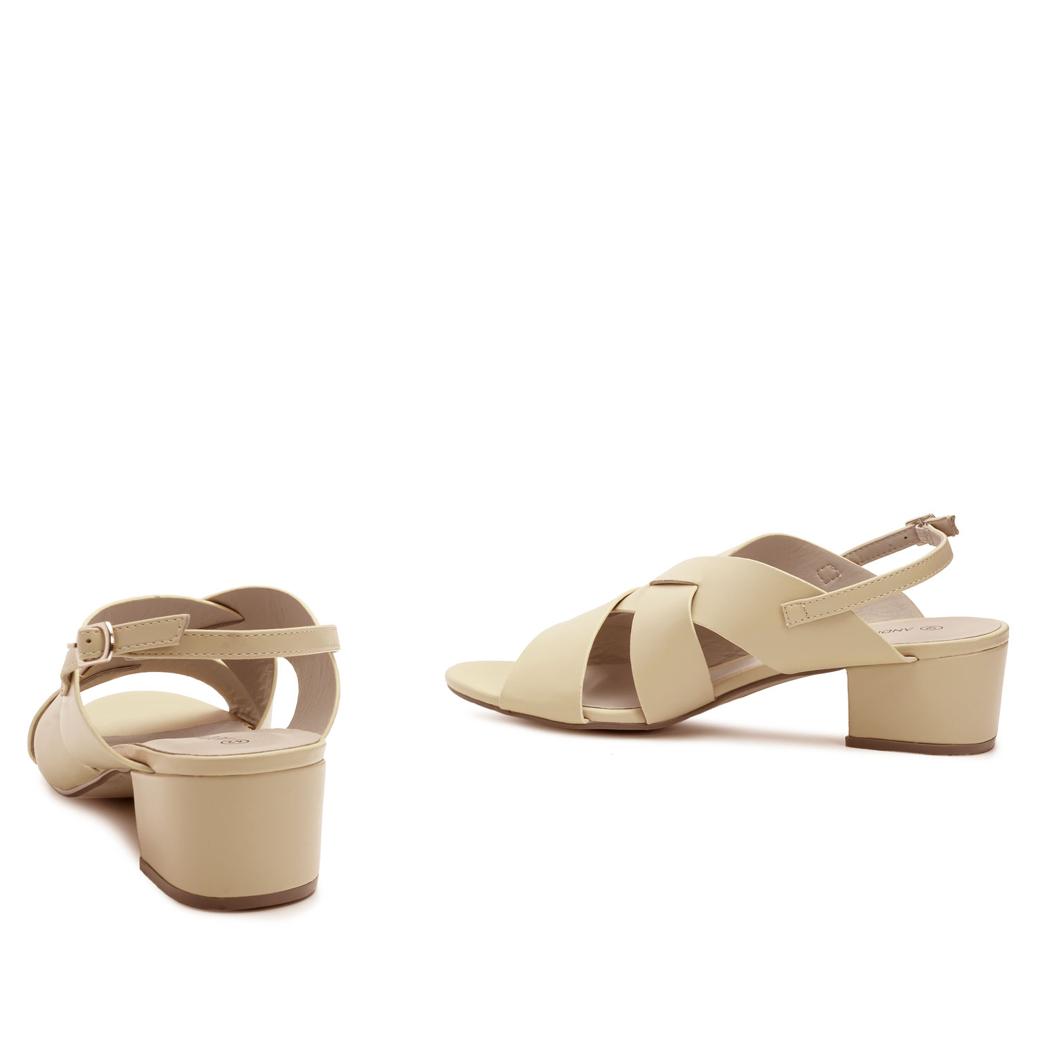 Cream Colored Faux Leather Sandals 