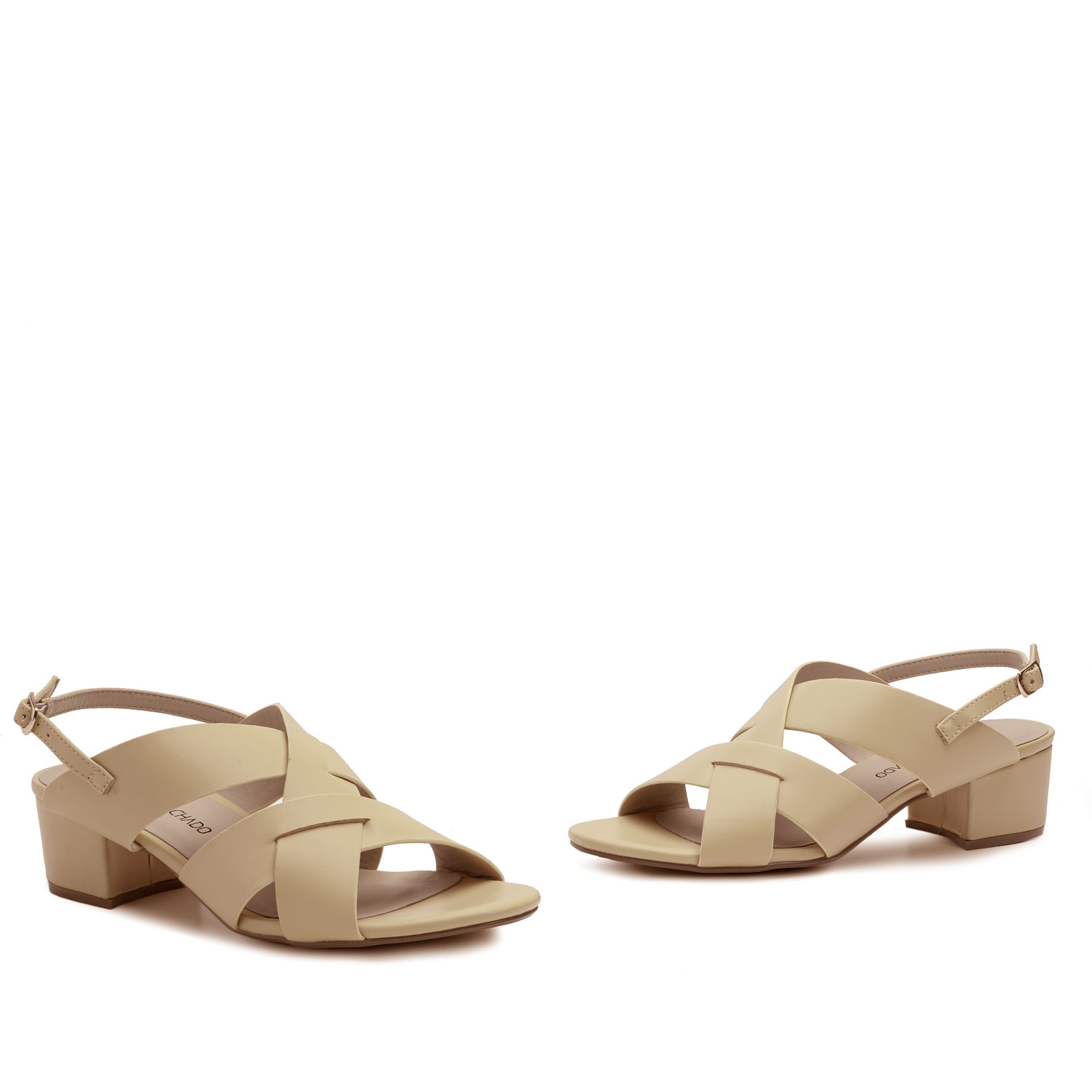 Cream Colored Faux Leather Sandals 