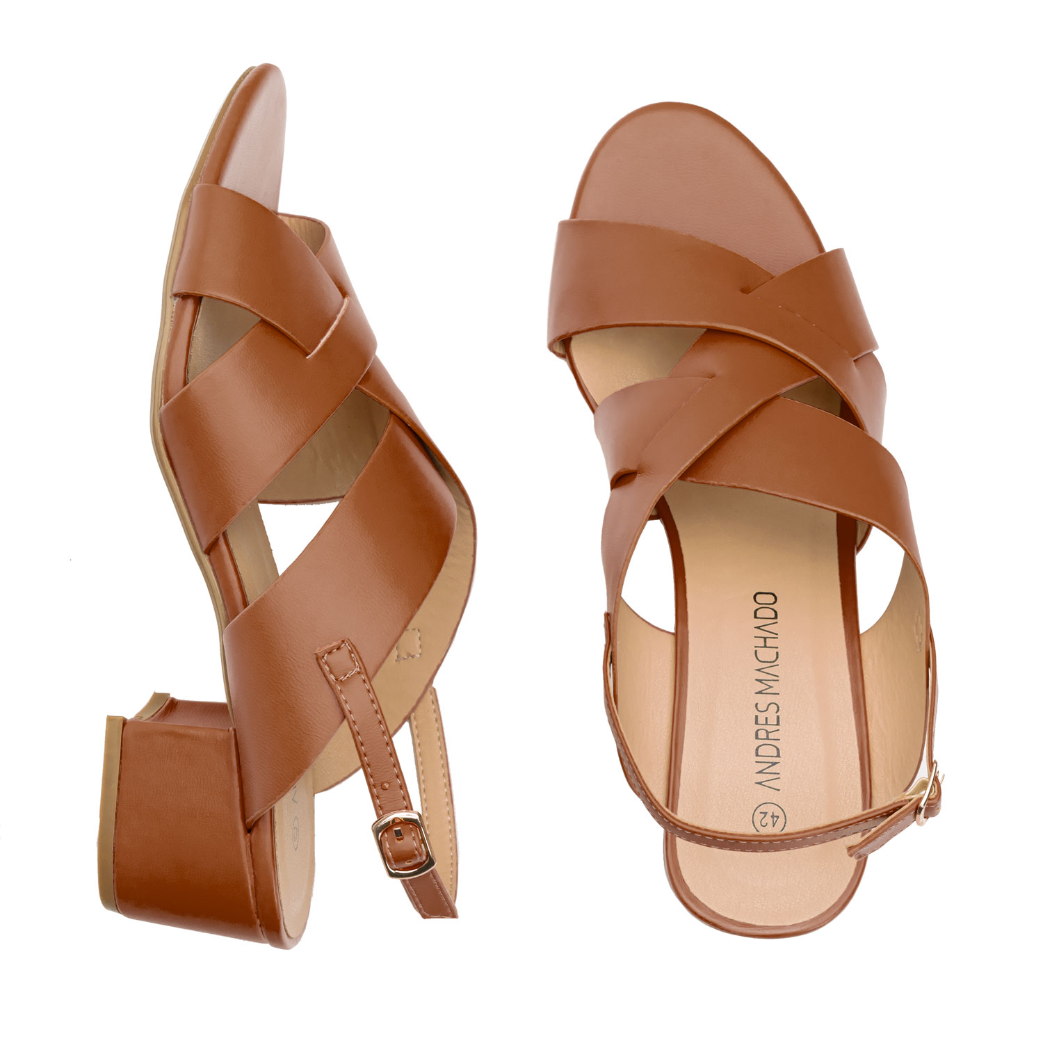 Brown Faux Leather Sandals 