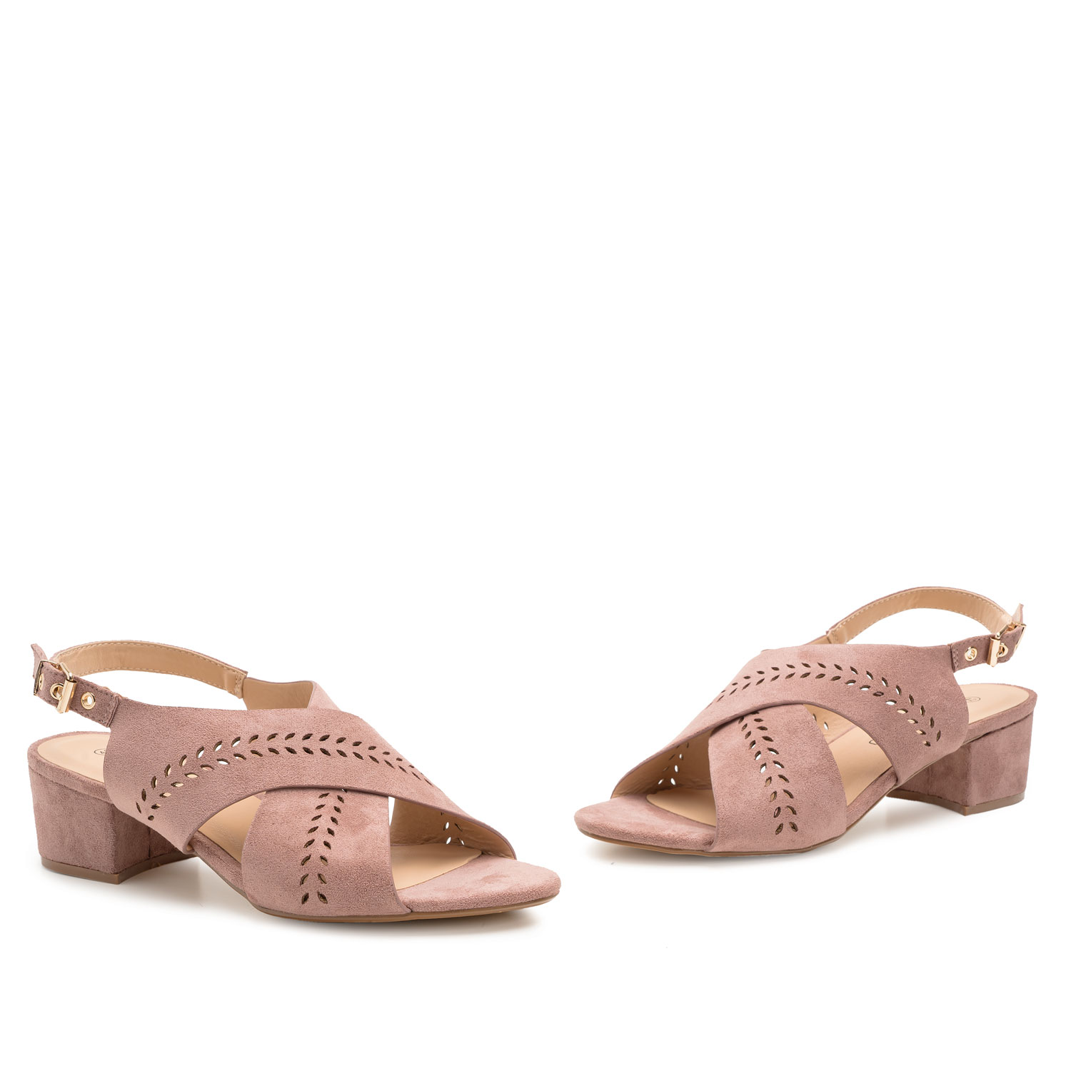 Nude Embossed Faux Leather Sandals 
