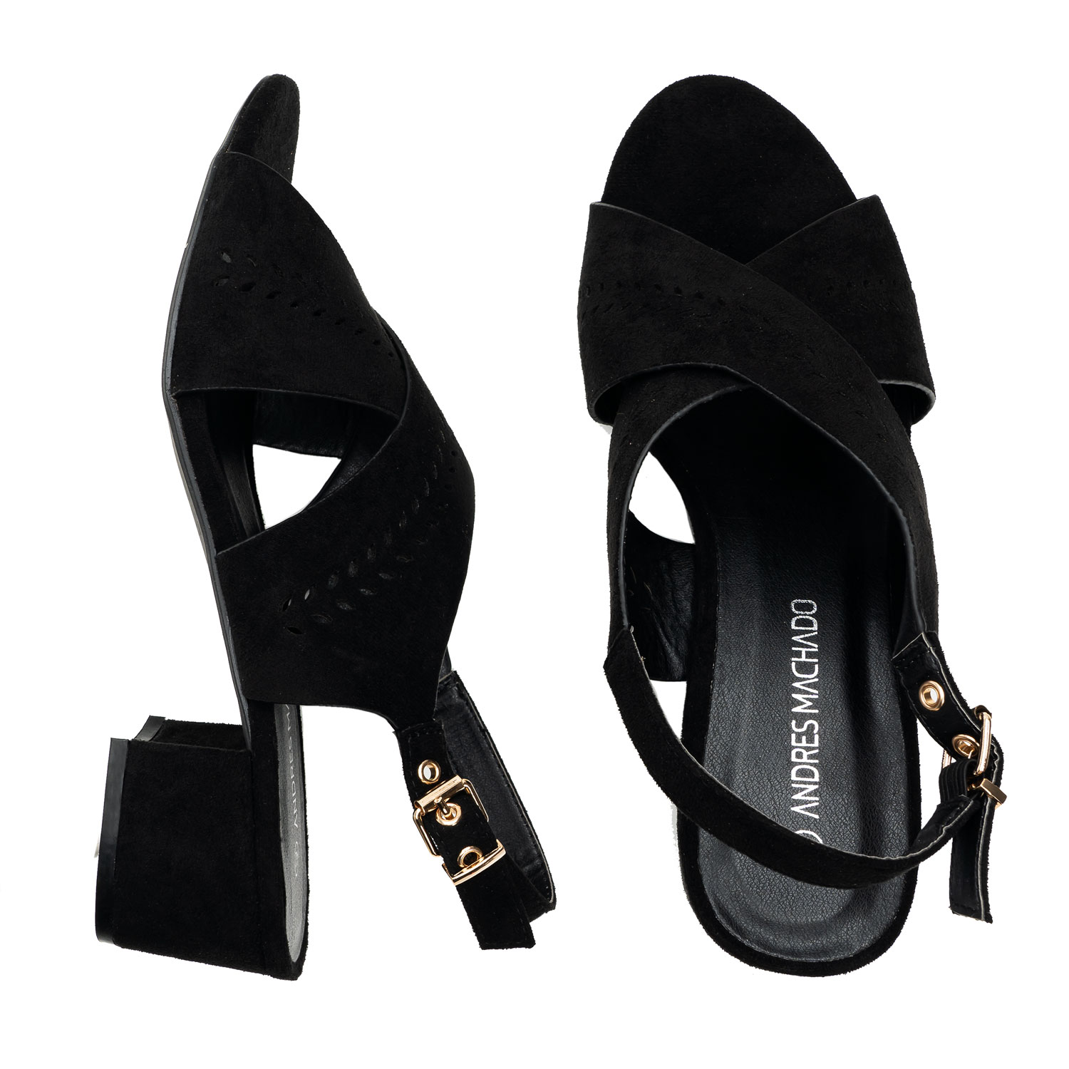 Black Embossed Faux Leather Sandals 