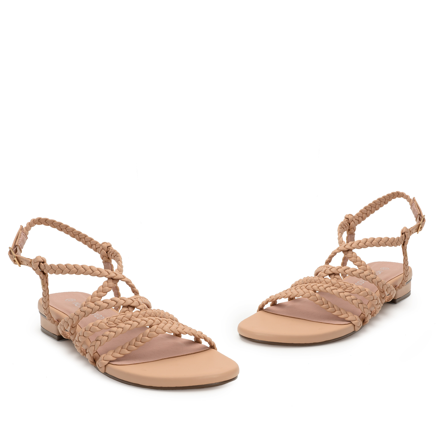 Braided Nude Faux Leather Sandals 