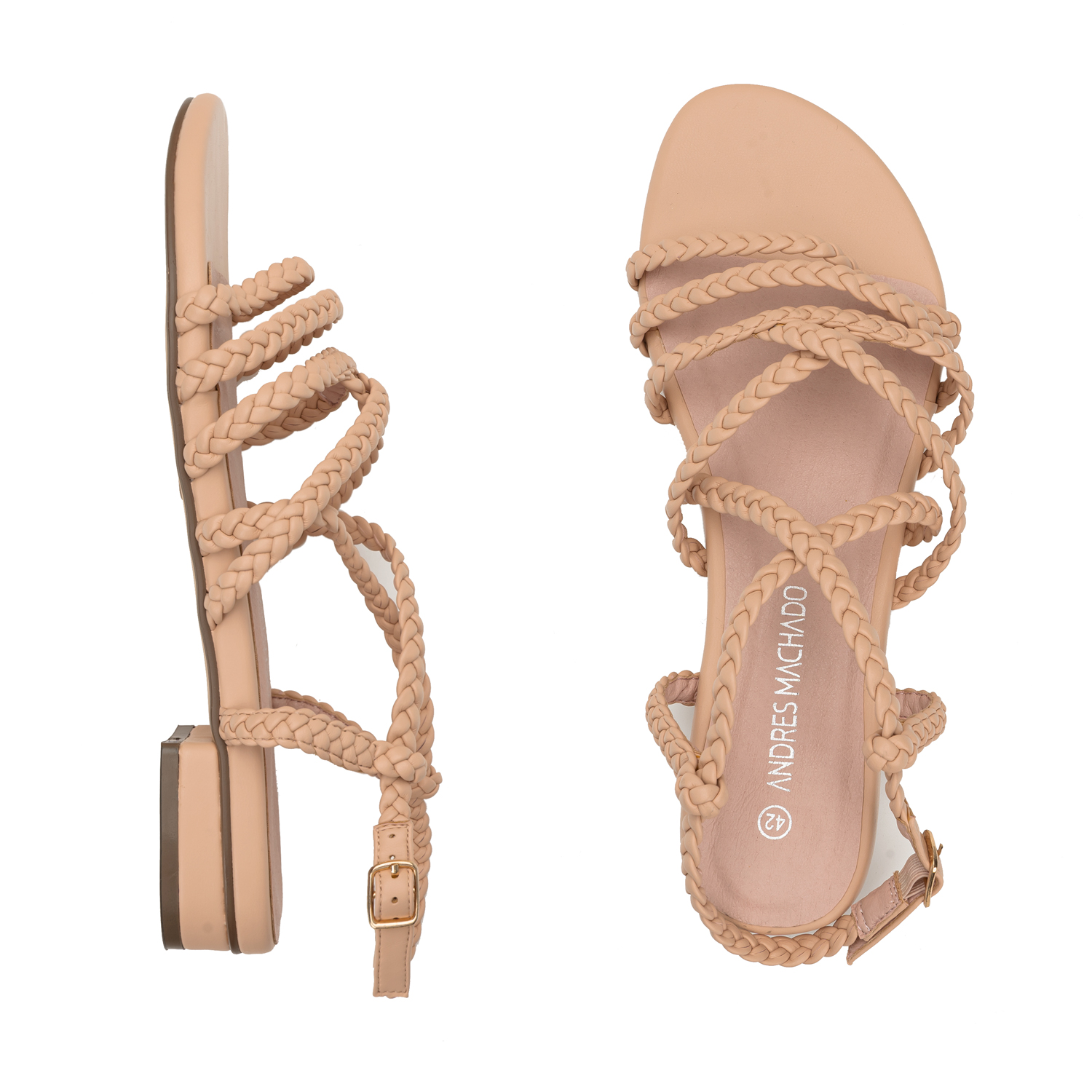 Braided Nude Faux Leather Sandals 