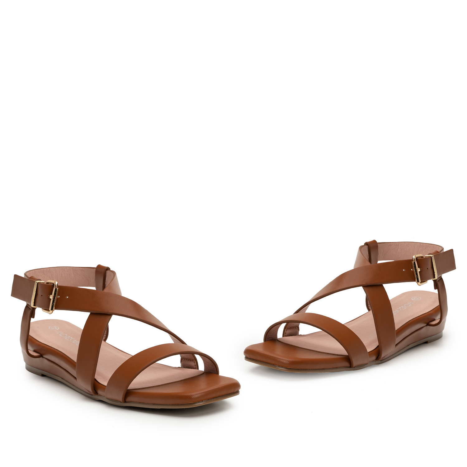 Brown Faux Leather Gladiator Sandals 
