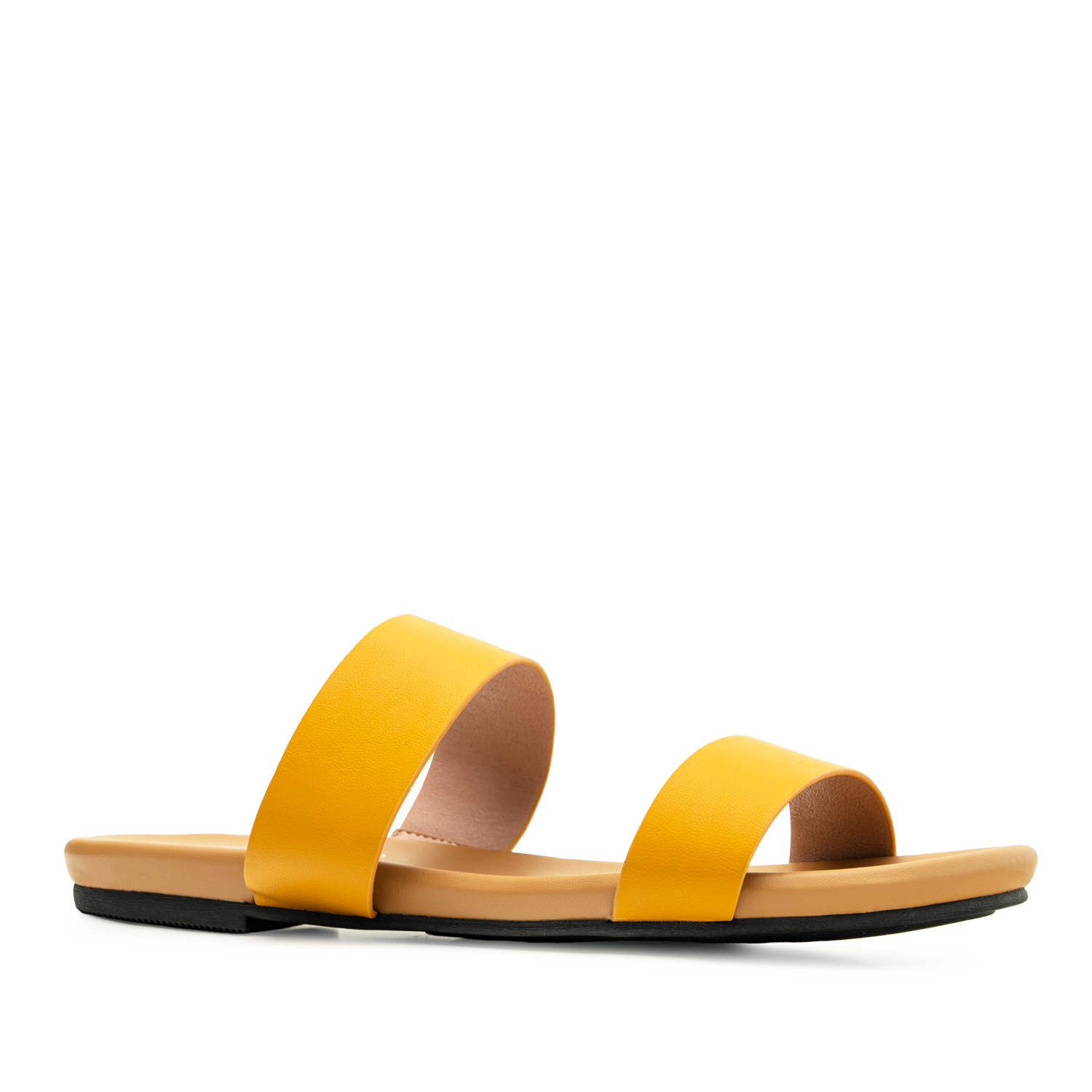 Sandale plate en soft moutarde 