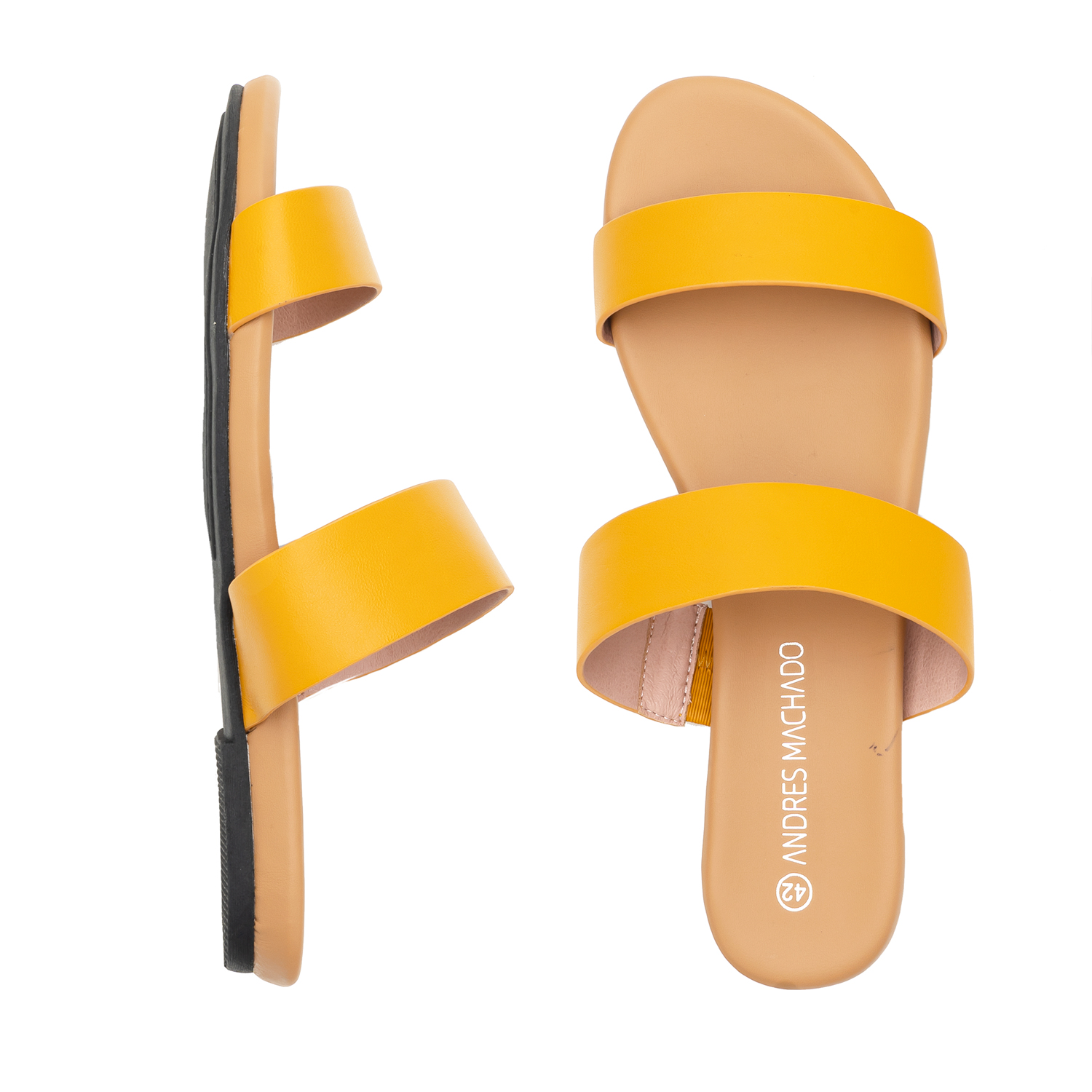 Sandale plate en soft moutarde 