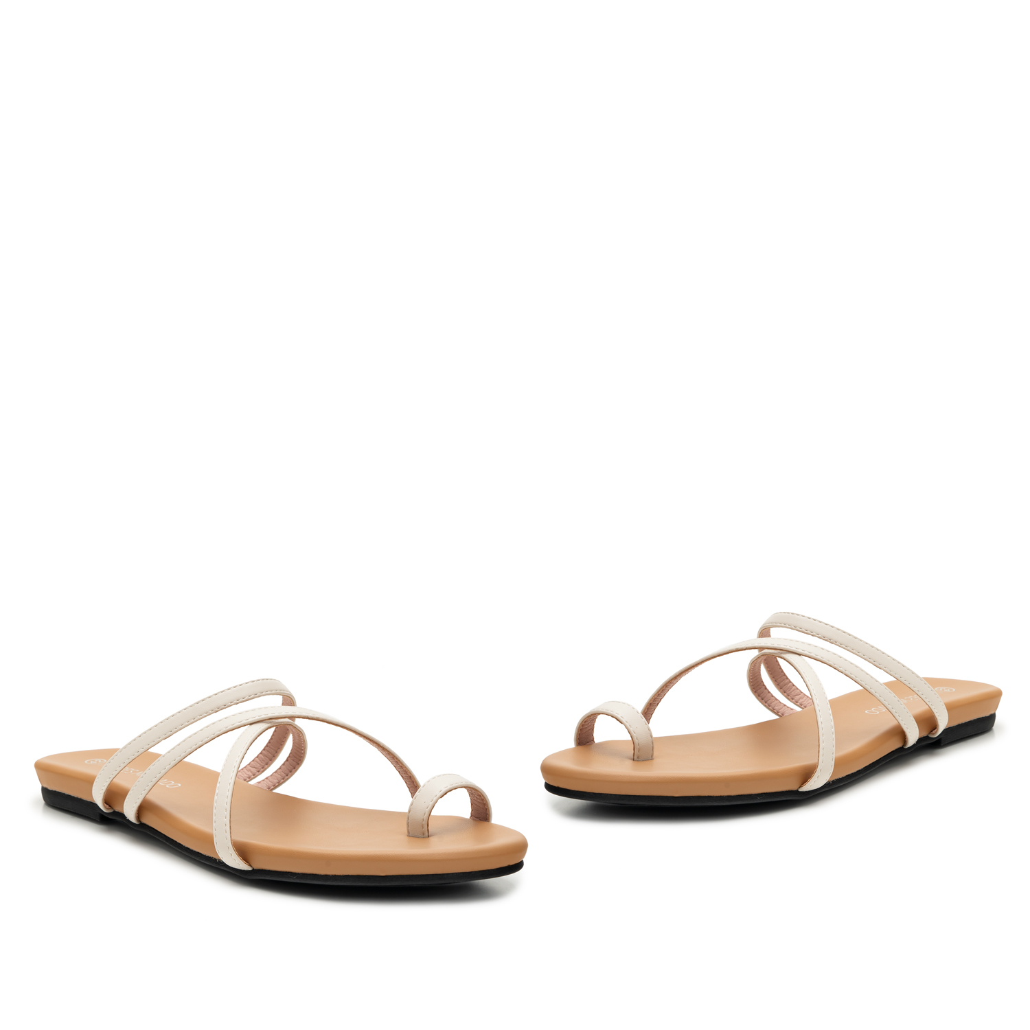 Beige Faux Leather Strappy Sandals 