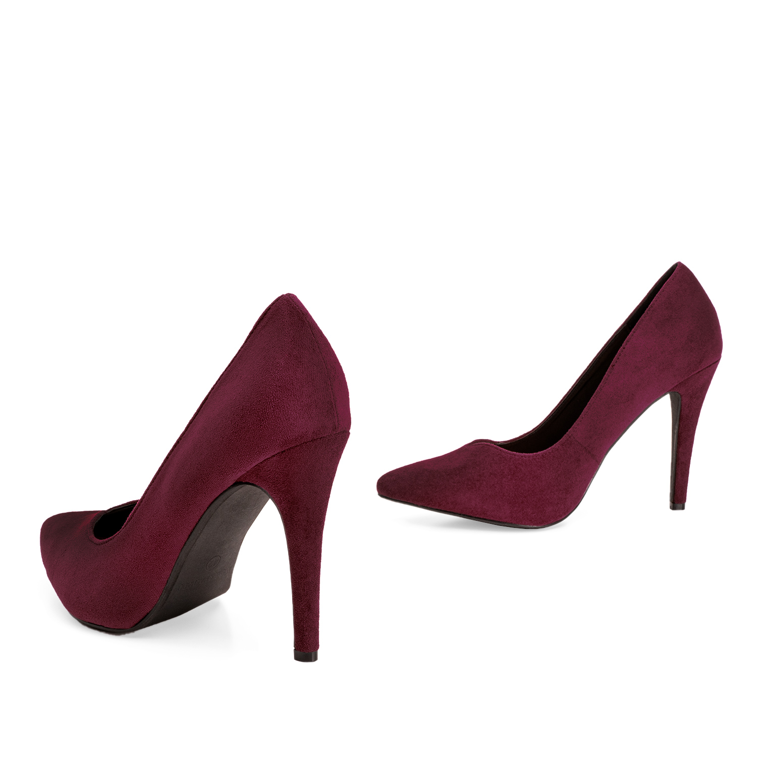 Heeled shoes in bordeaux faux suede 