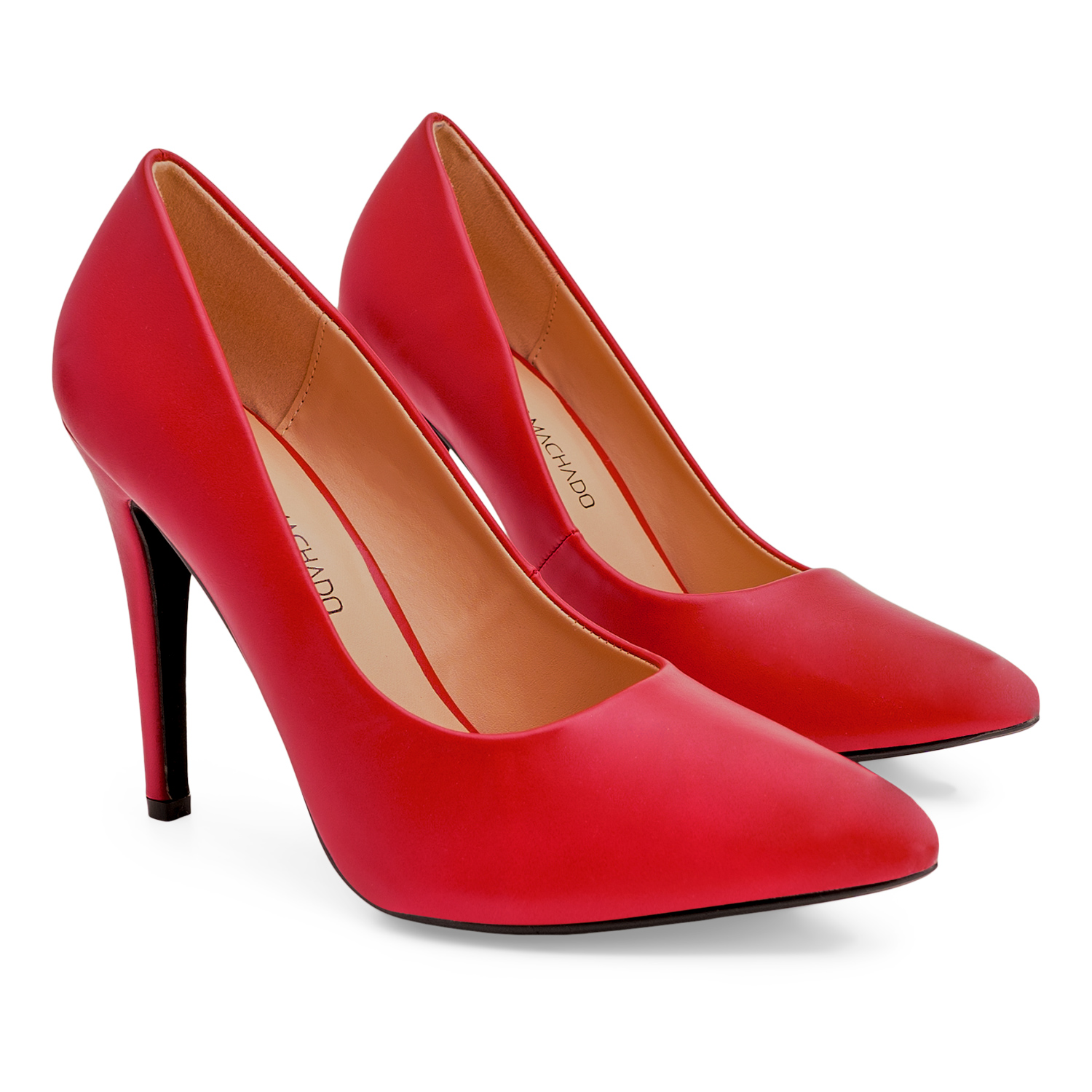 Heeled shoes in red faux leather 