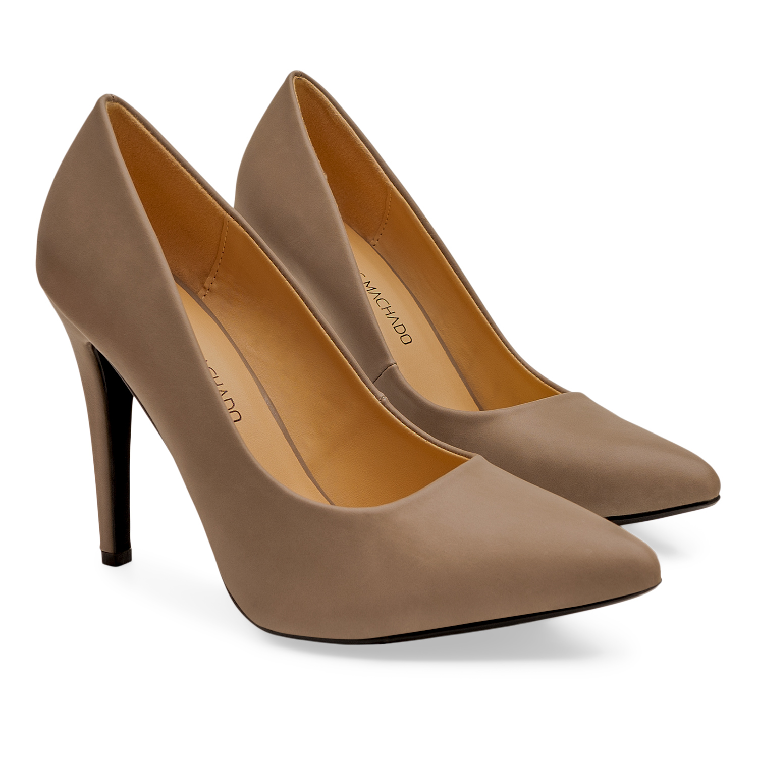 Heeled shoes in light brown faux leather 