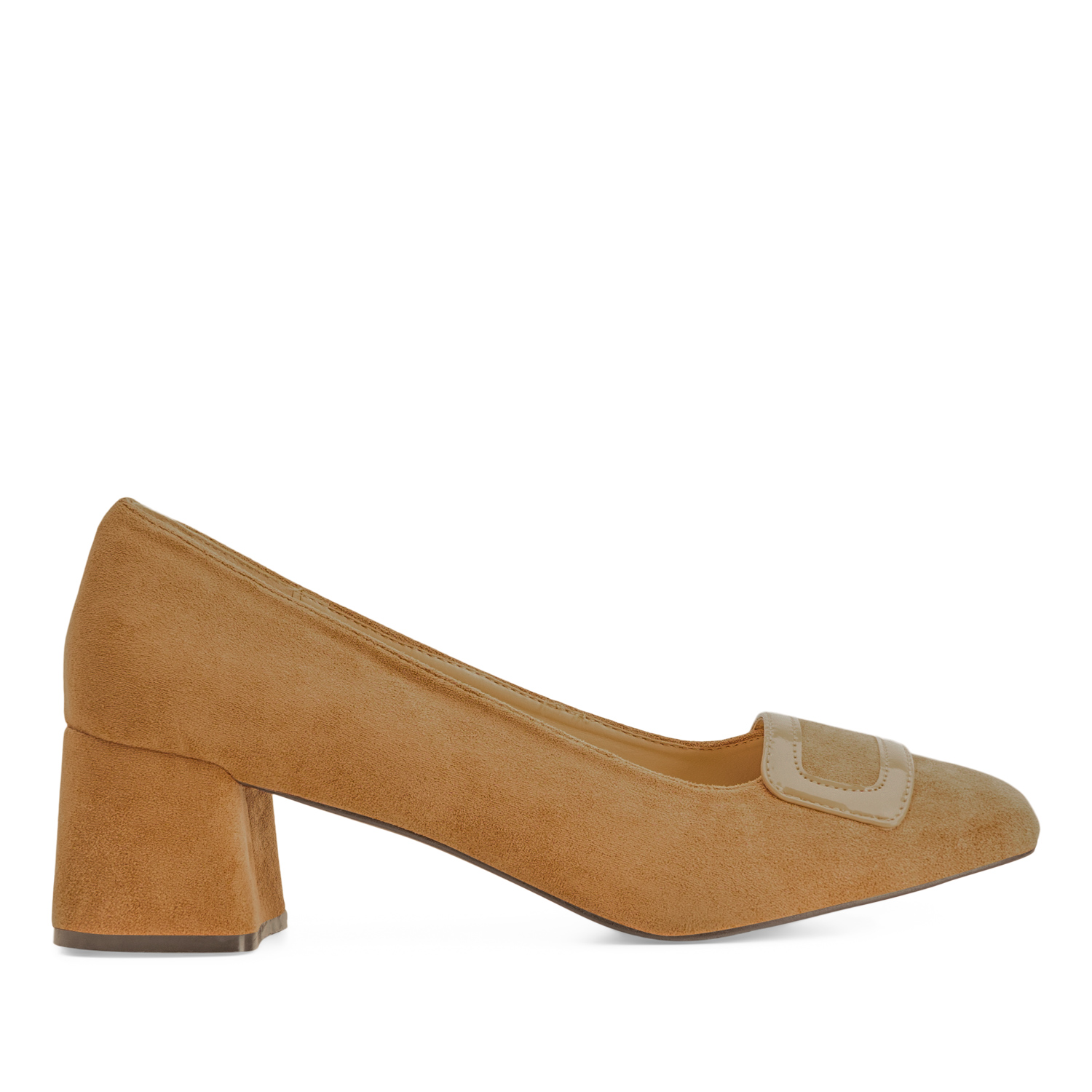 Heeled shoes in beige faux suede 