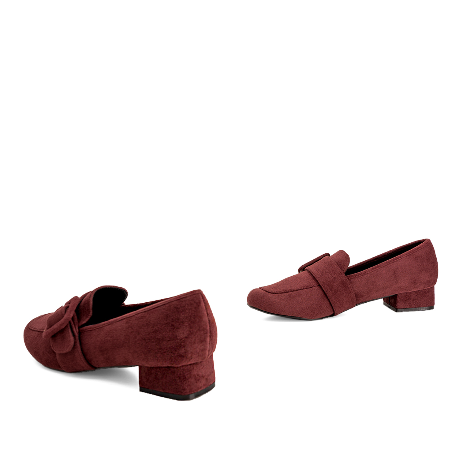 Moccasins in bordeaux faux suede and buckle detail 