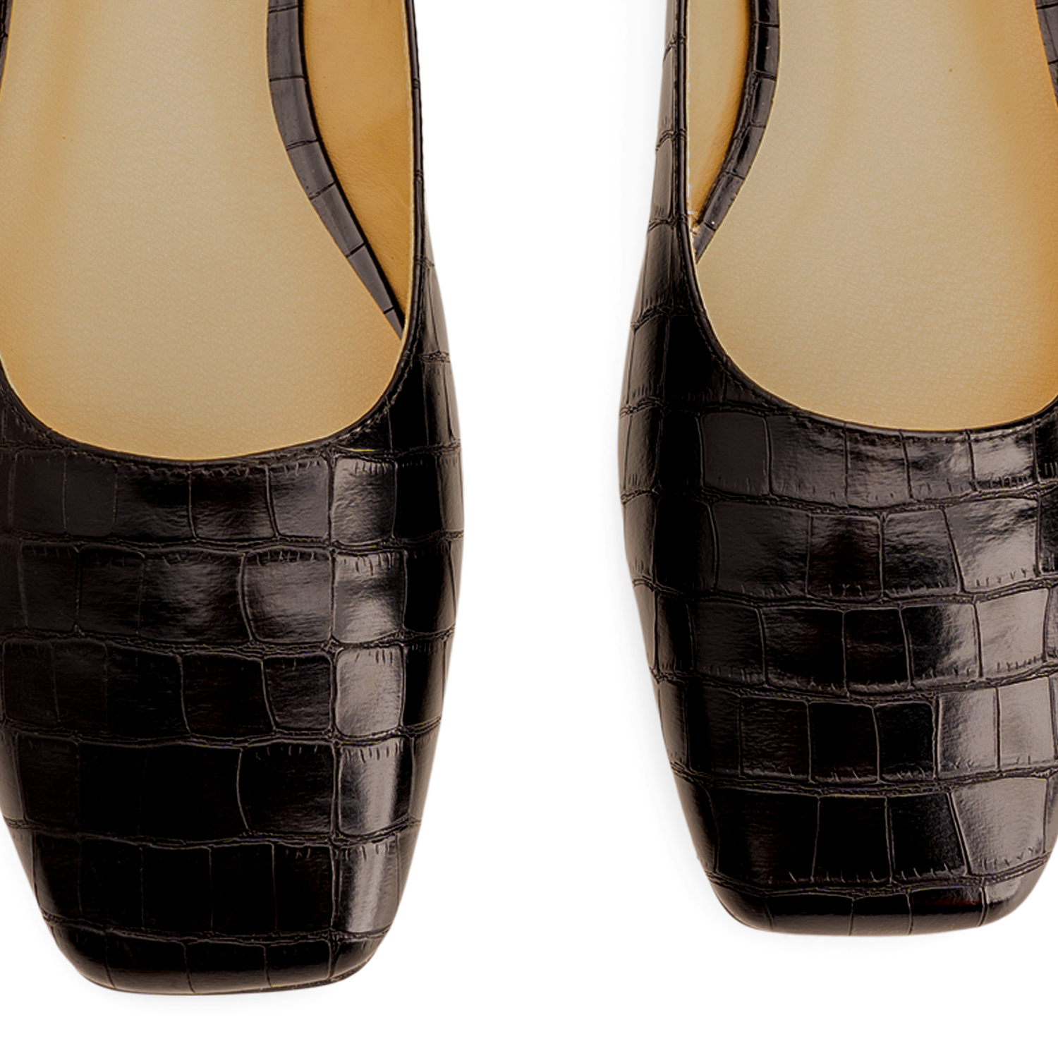 Ballerina flats in black faux croc leather 