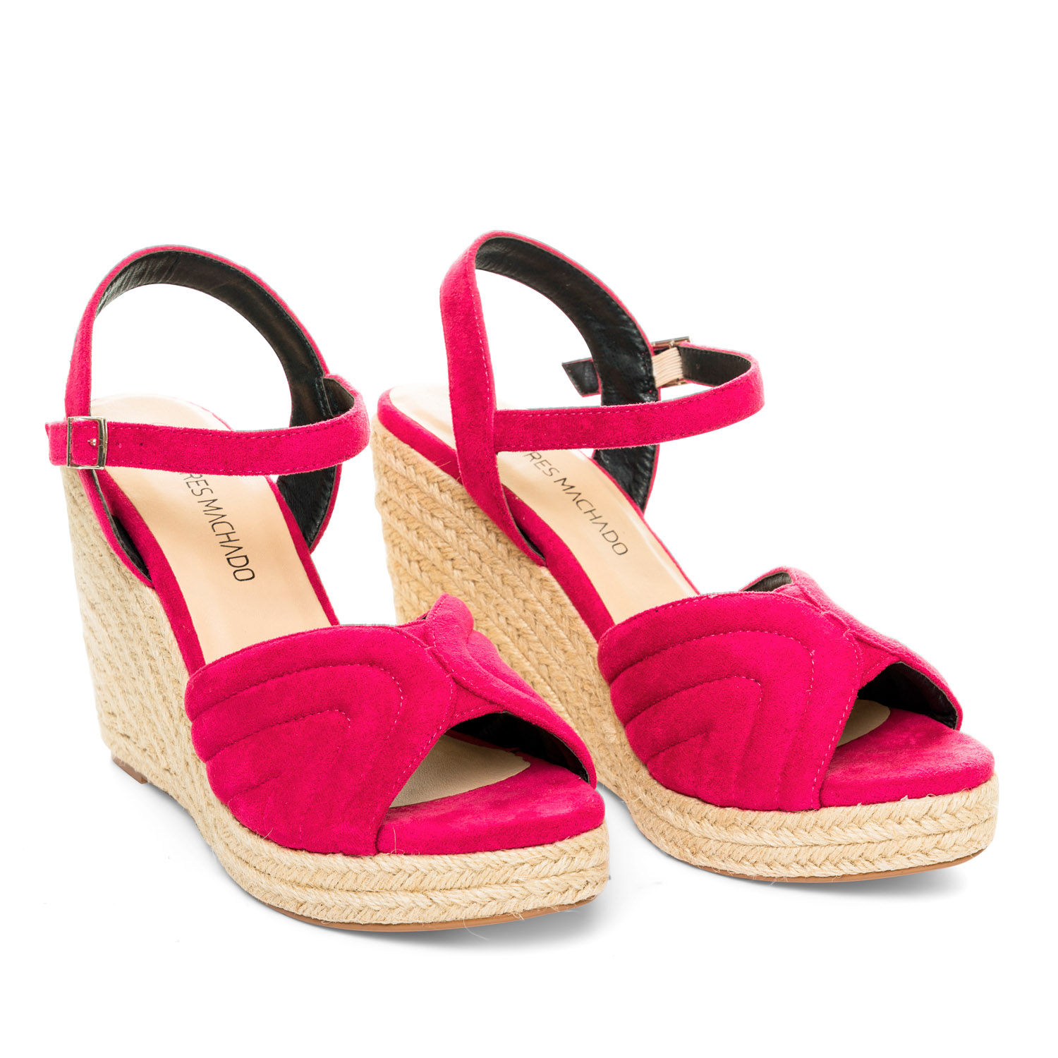 Fuchsia faux suede espadrilles with jute wedge 