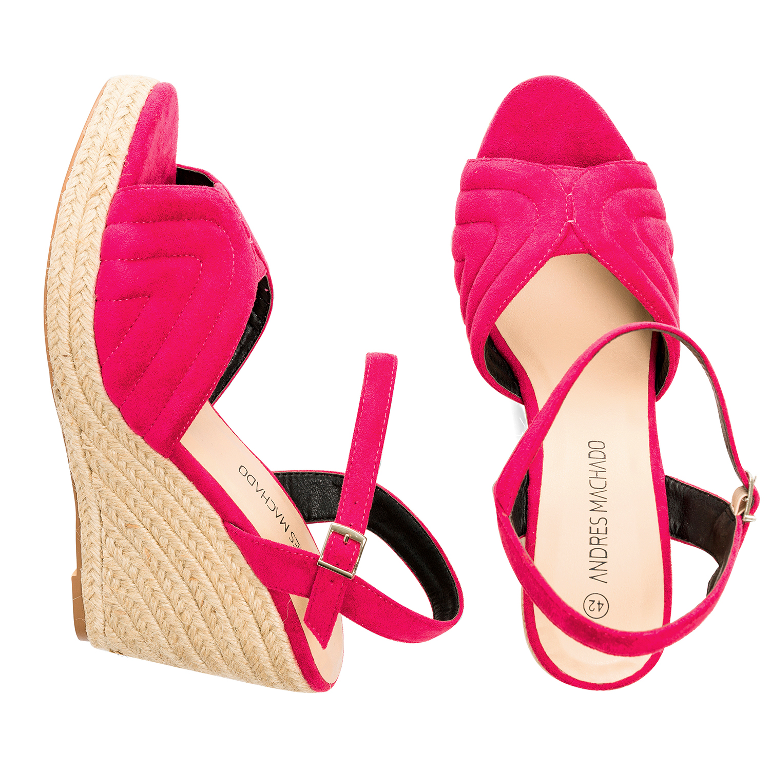 Fuchsia faux suede espadrilles with jute wedge 