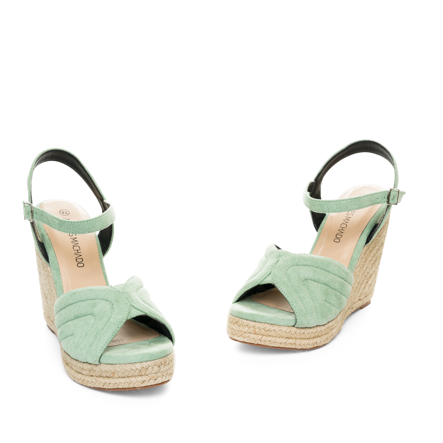 Mint faux suede espadrilles with jute wedge 