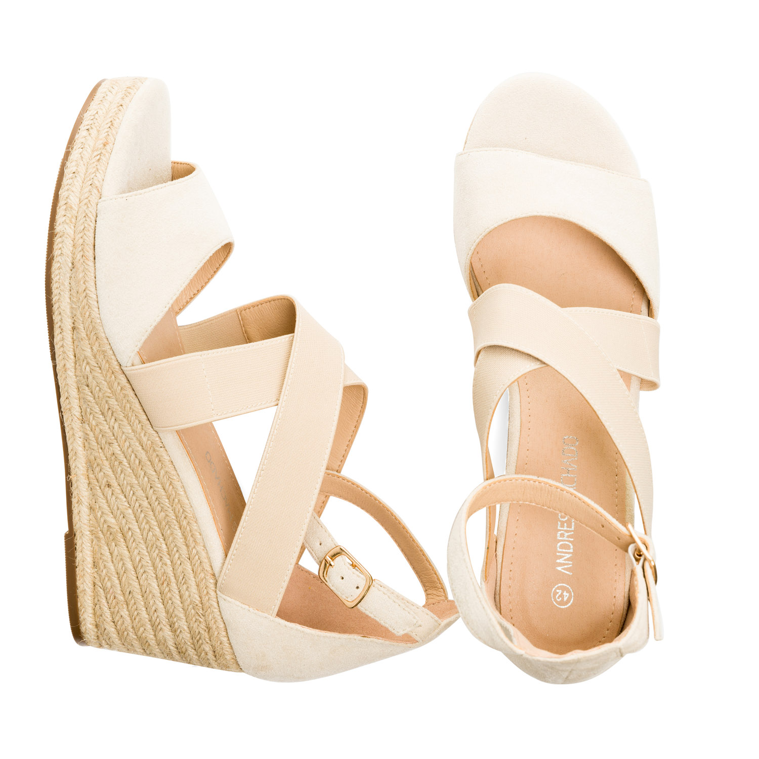 Off-white faux suede espadrilles with jute wedge 