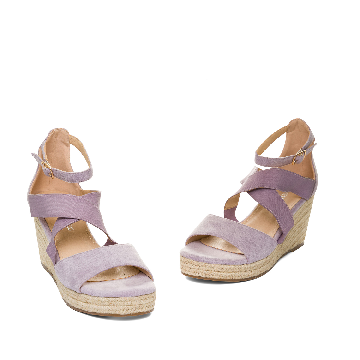 Purple faux suede espadrilles with jute wedge 