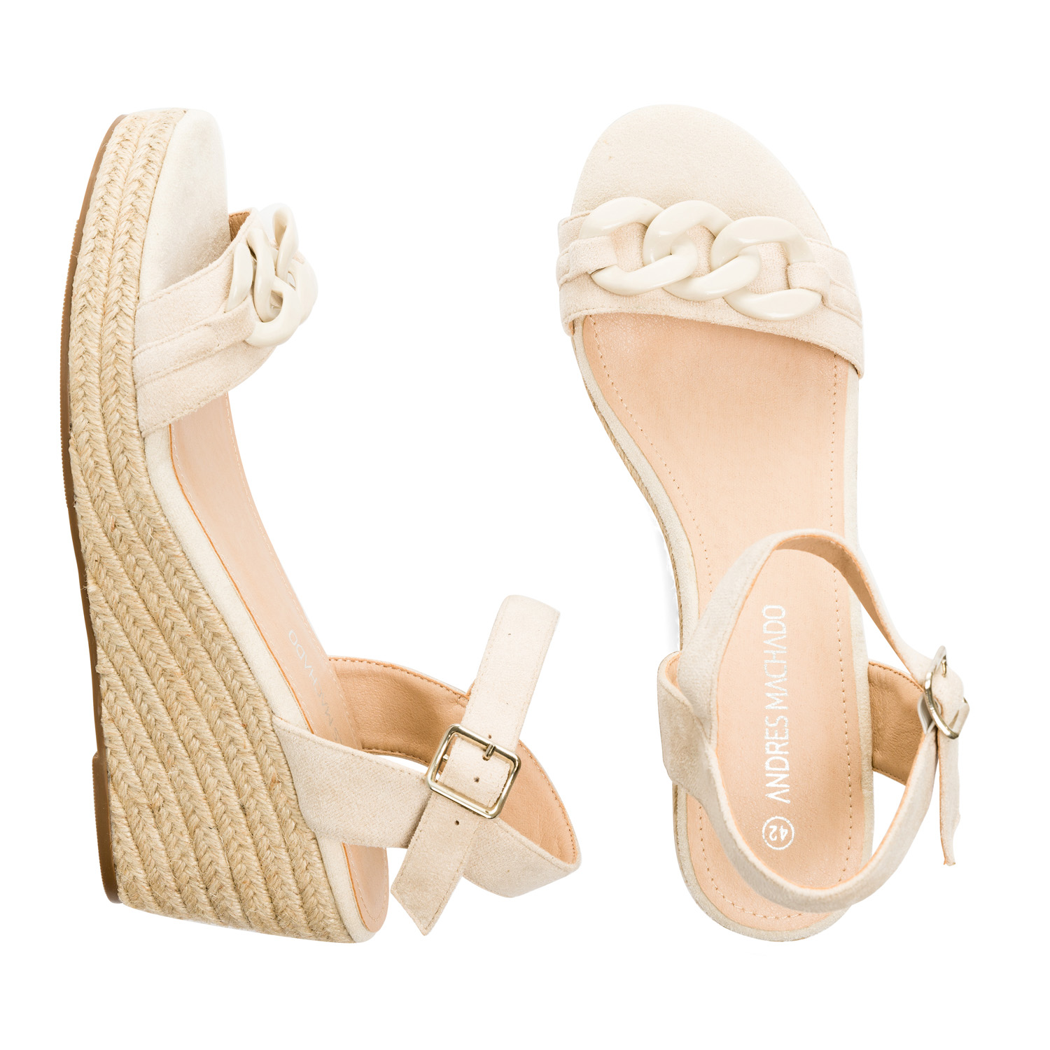 Off-white faux suede espadrilles with jute wedge 