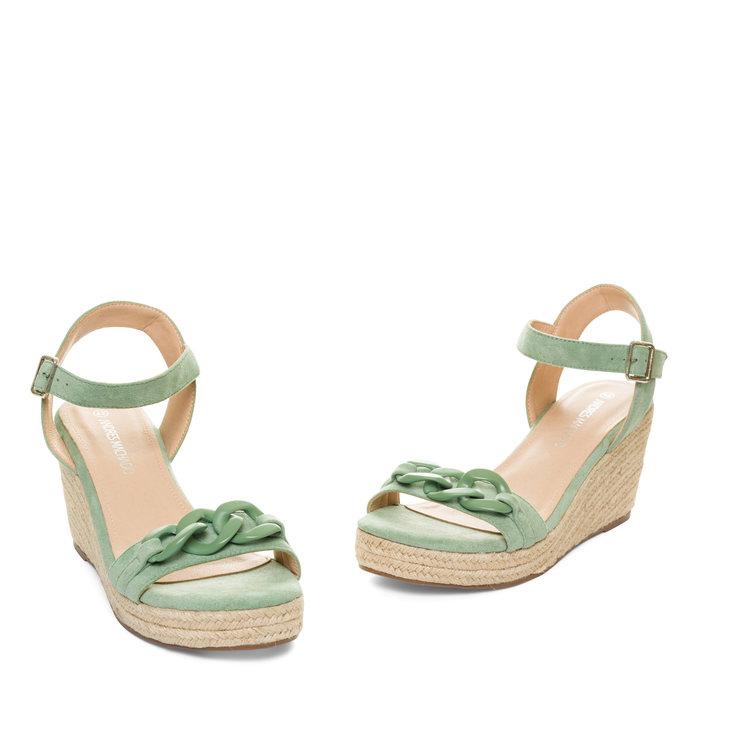 Mint faux suede espadrilles with jute wedge 