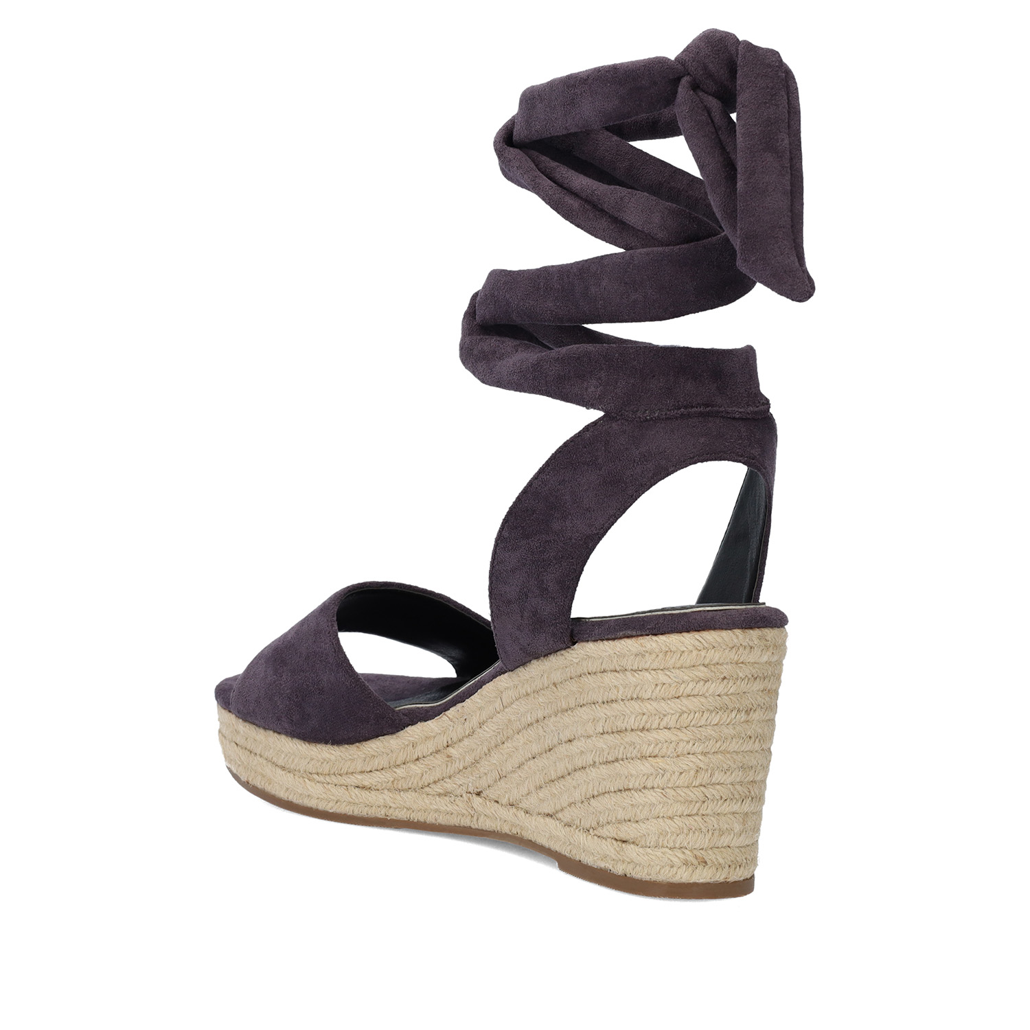 Grey faux suede espadrilles with jute wedge 