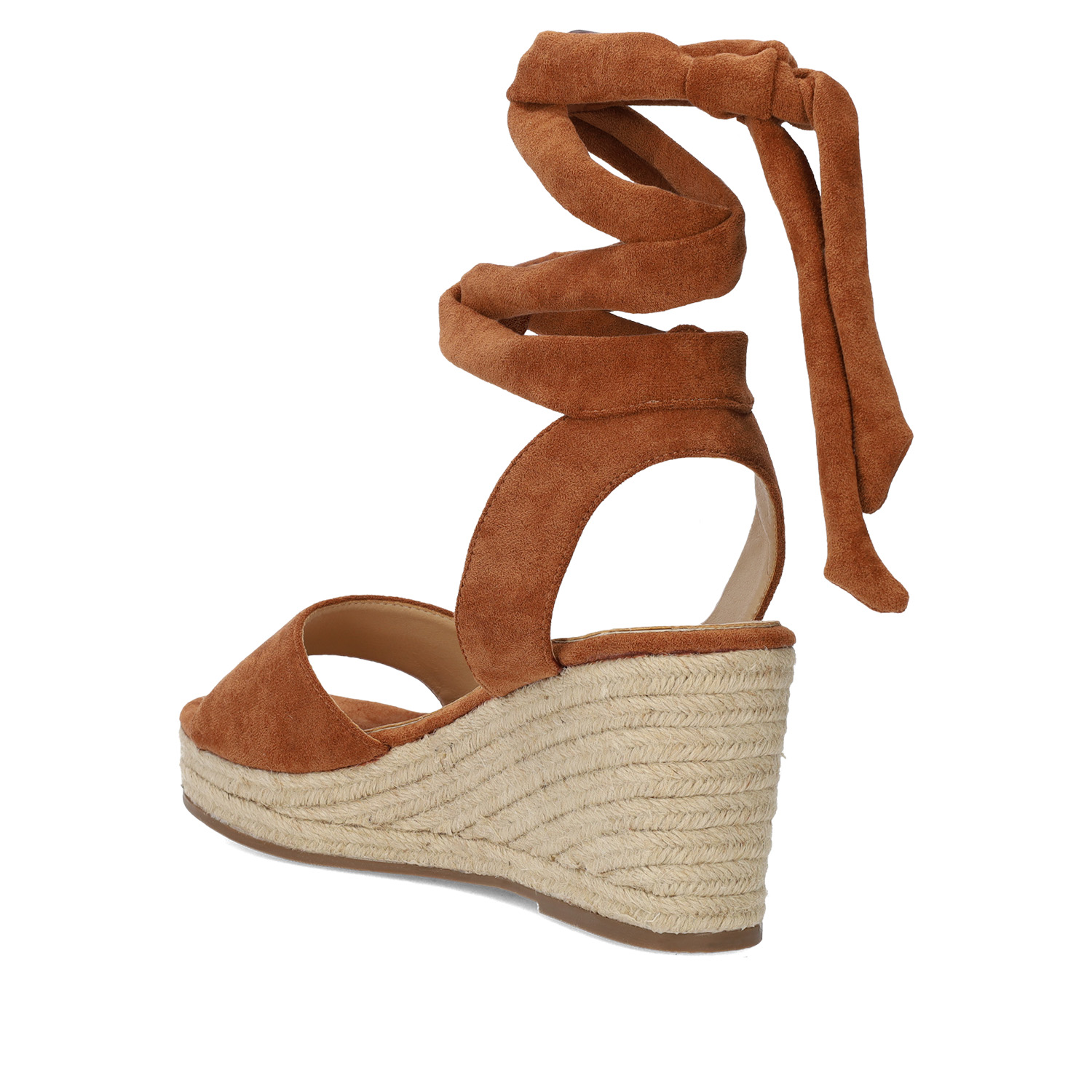 Brown faux suede espadrilles with jute wedge 