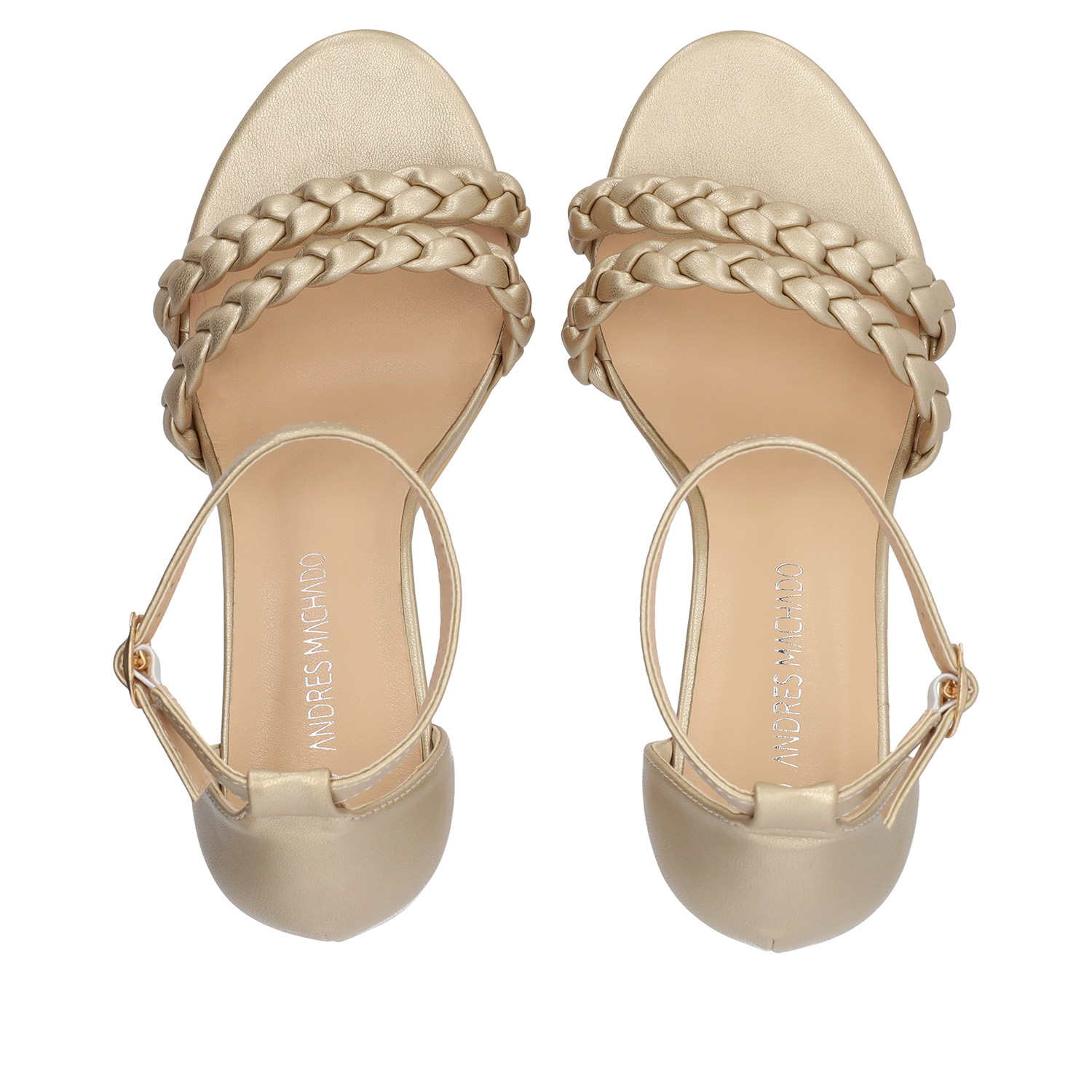 Gold faux leather heeled sandals 