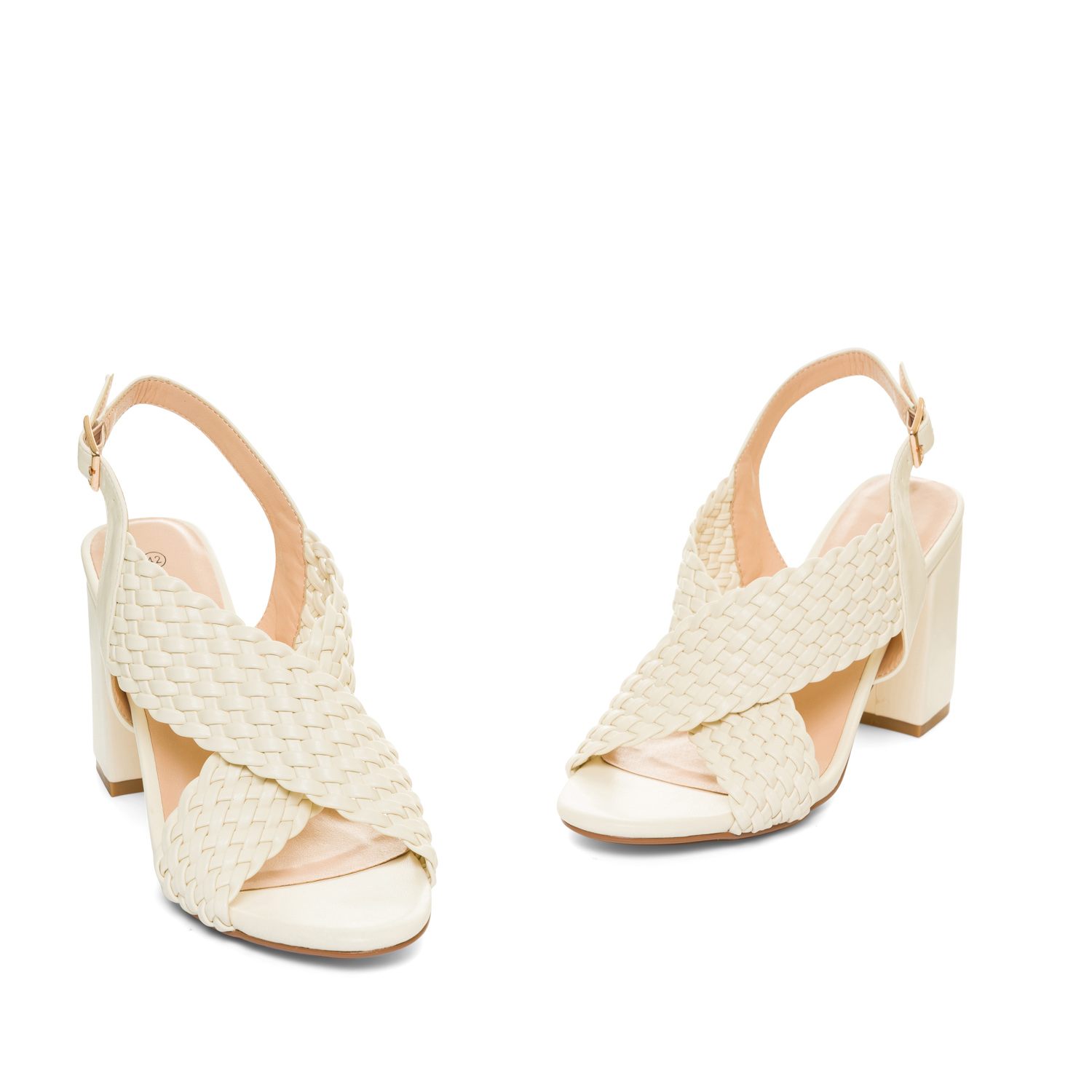 Braided white faux leather sandals 