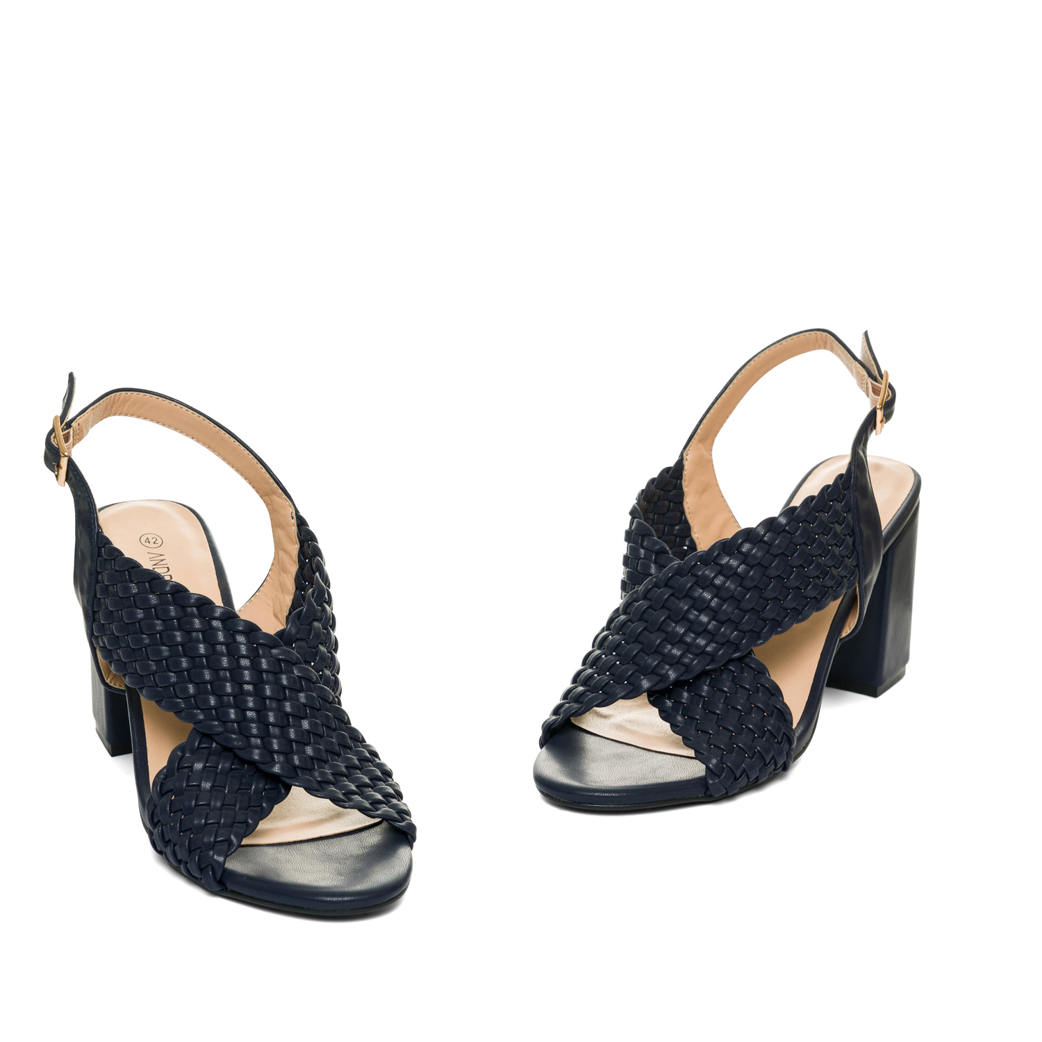 Braided navy faux leather sandals 