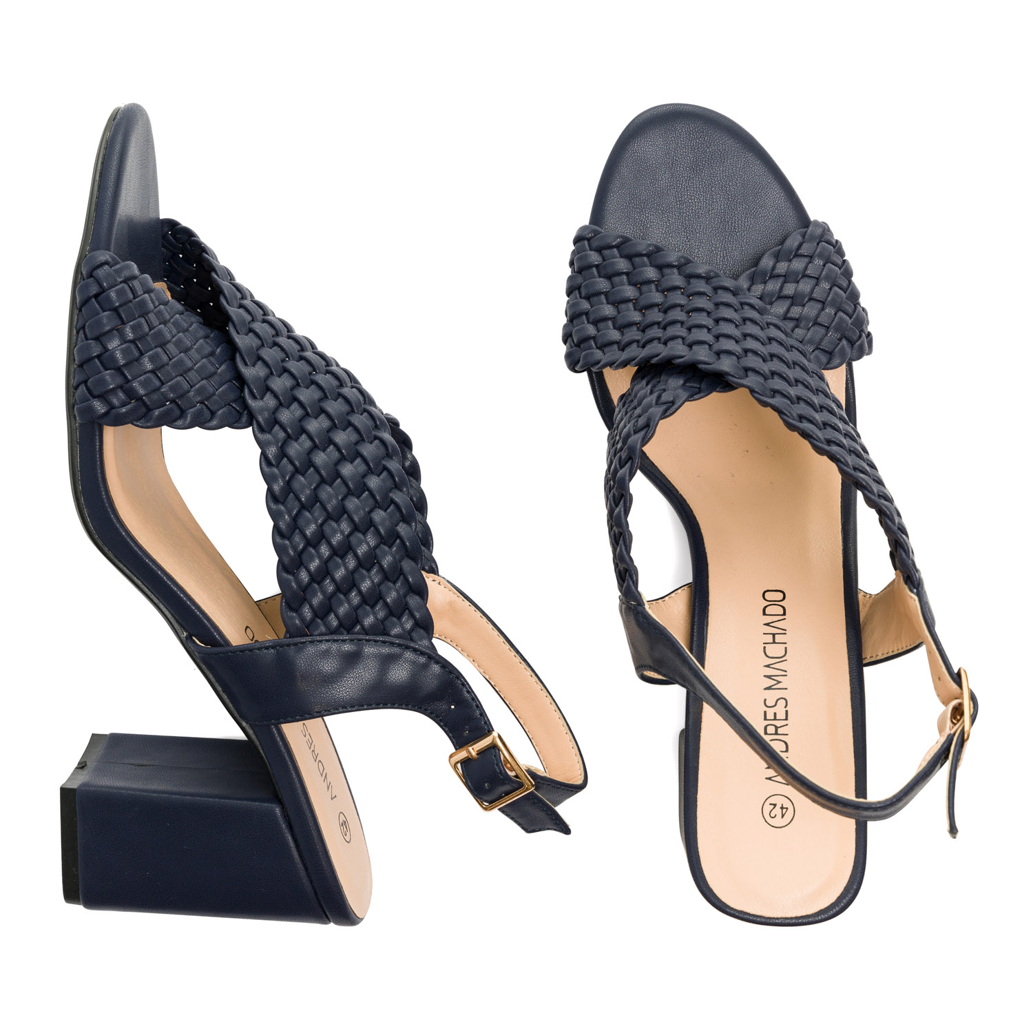 Braided navy faux leather sandals 
