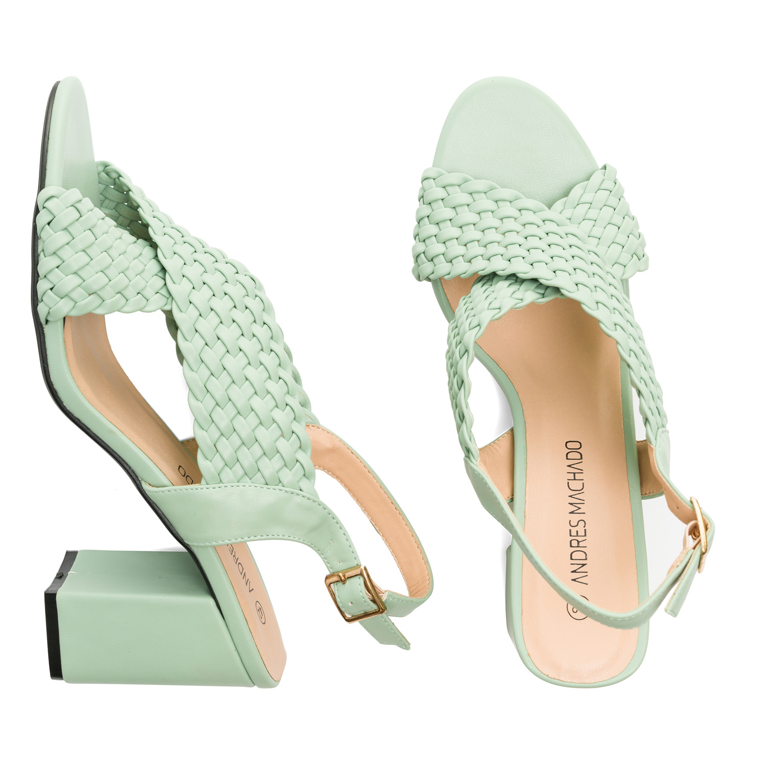 Braided mint faux leather sandals 
