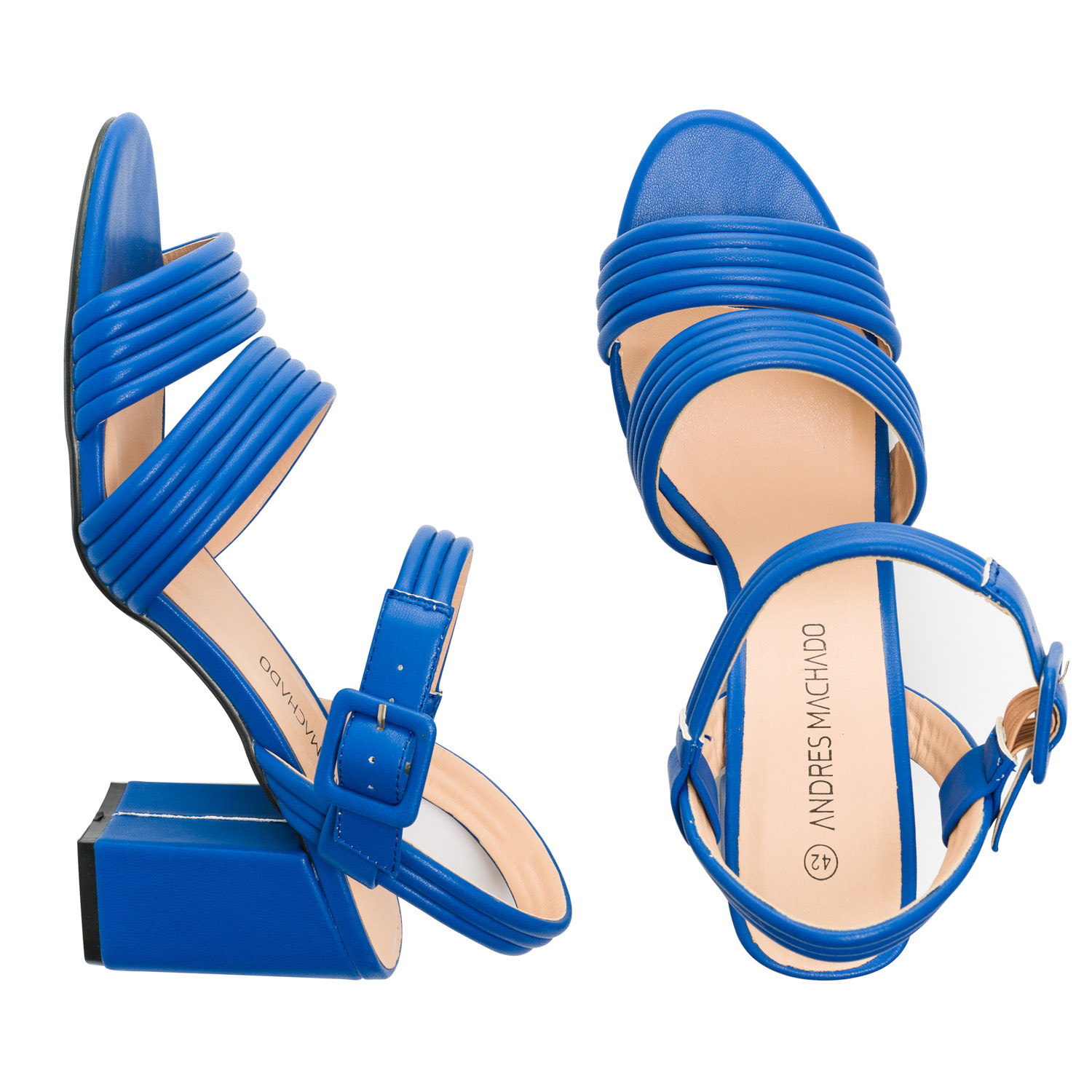 Sandaletten aus Lederimitat in Blau 