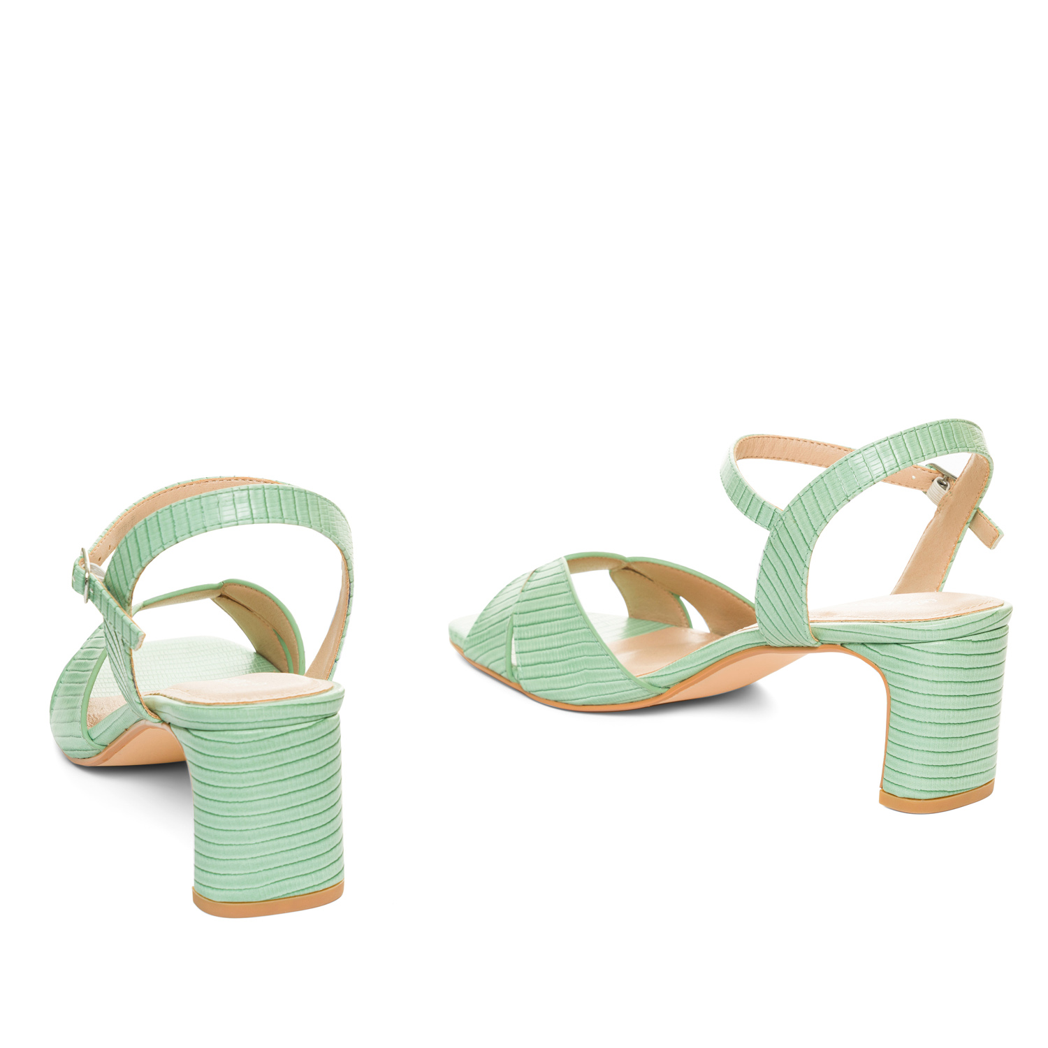 Mint embossed faux leather sandals 