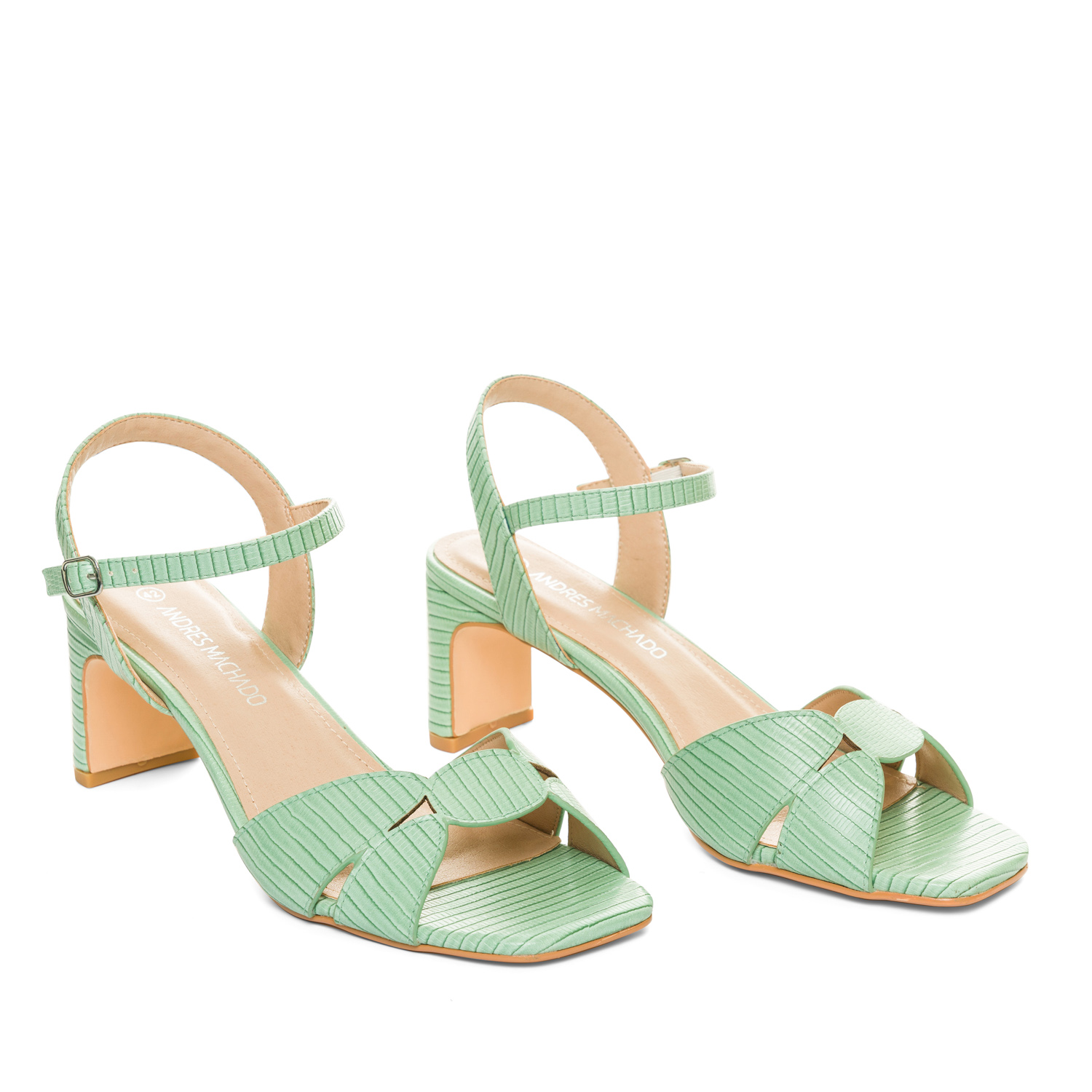 Mint embossed faux leather sandals 