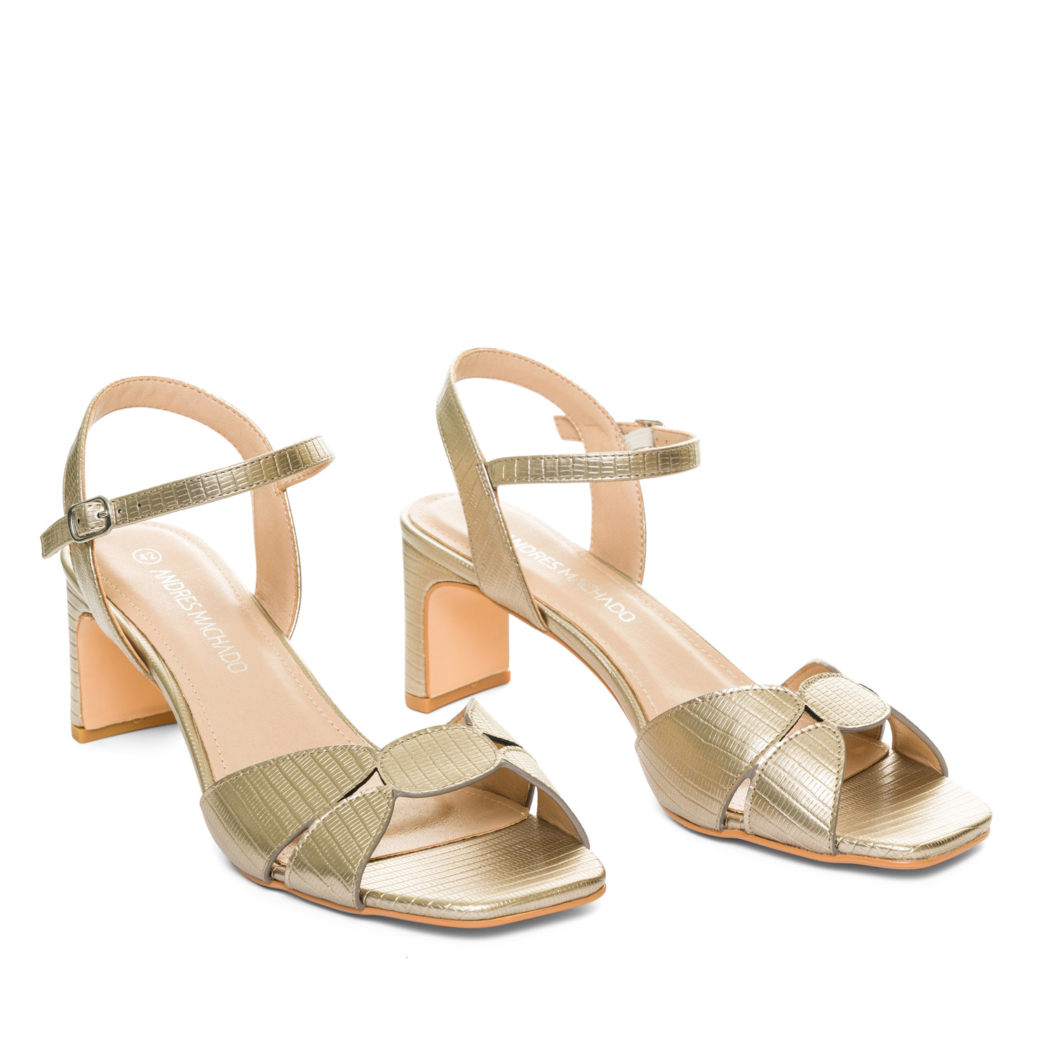 Gold embossed faux leather sandals 