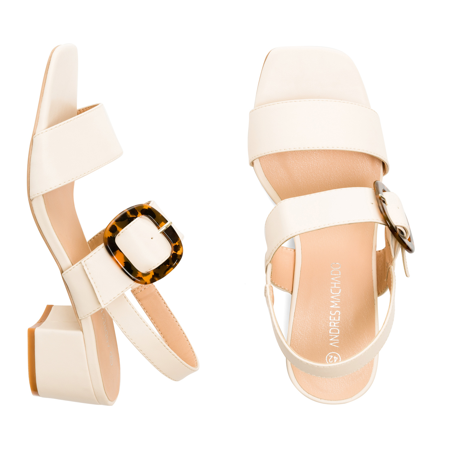 Off-white faux leather sandals 