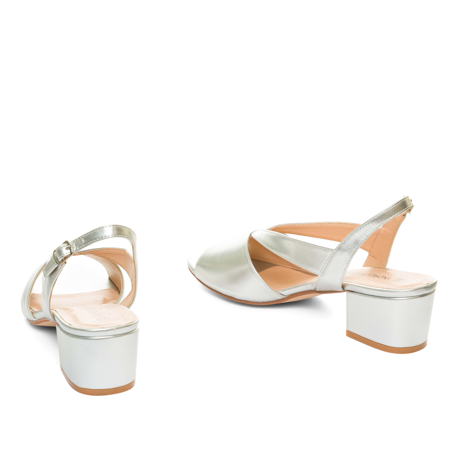 Silver faux leather sandals 