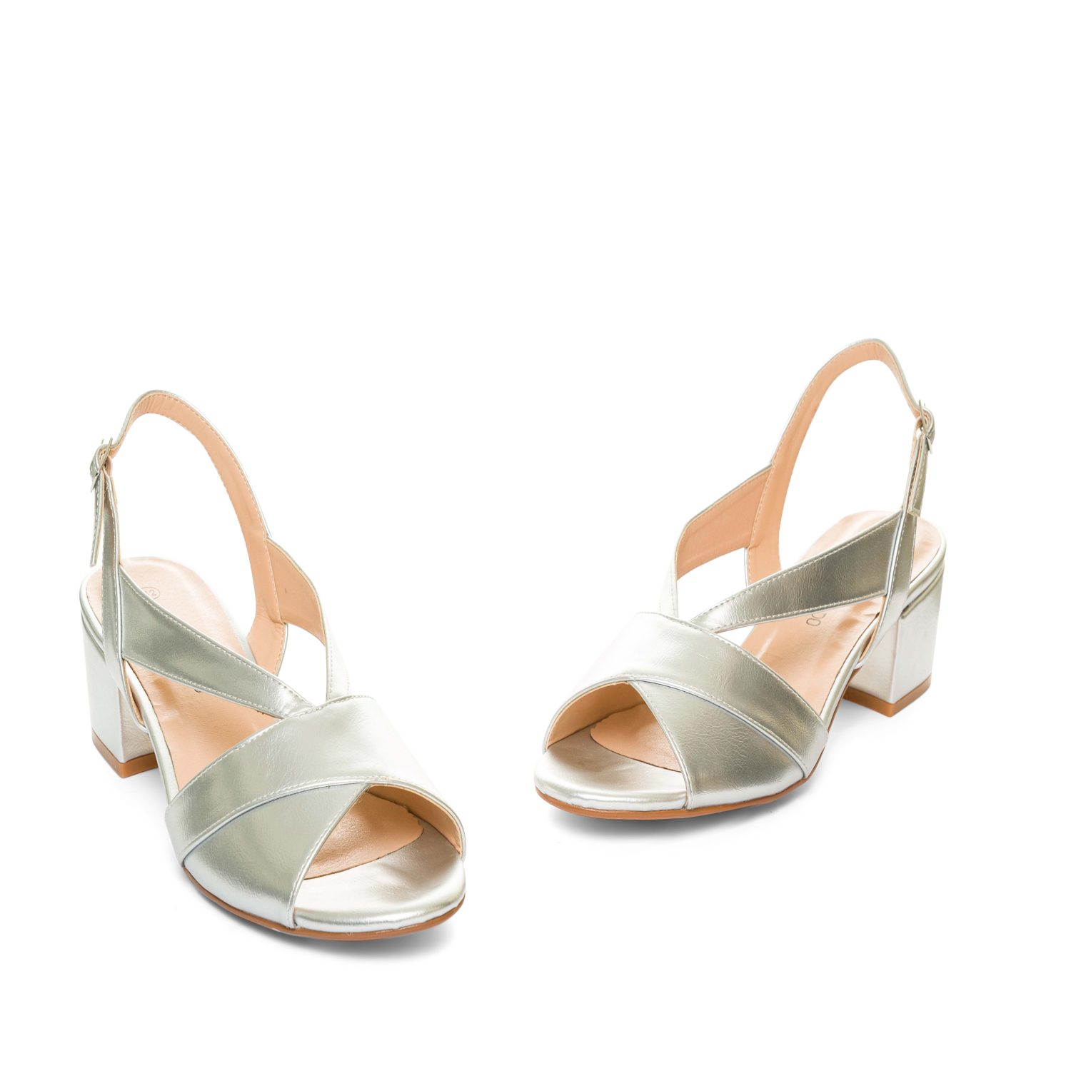 Silver faux leather sandals 