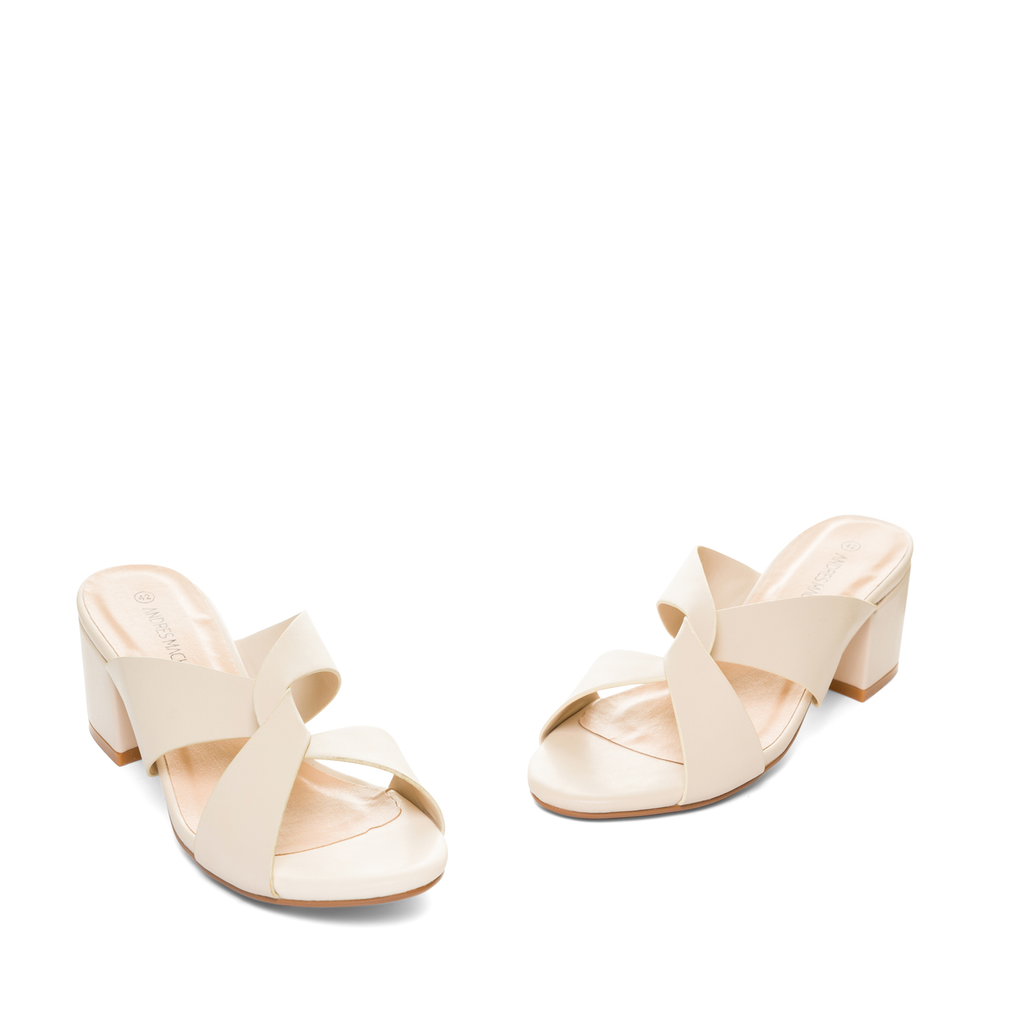 Off-white faux leather mules 