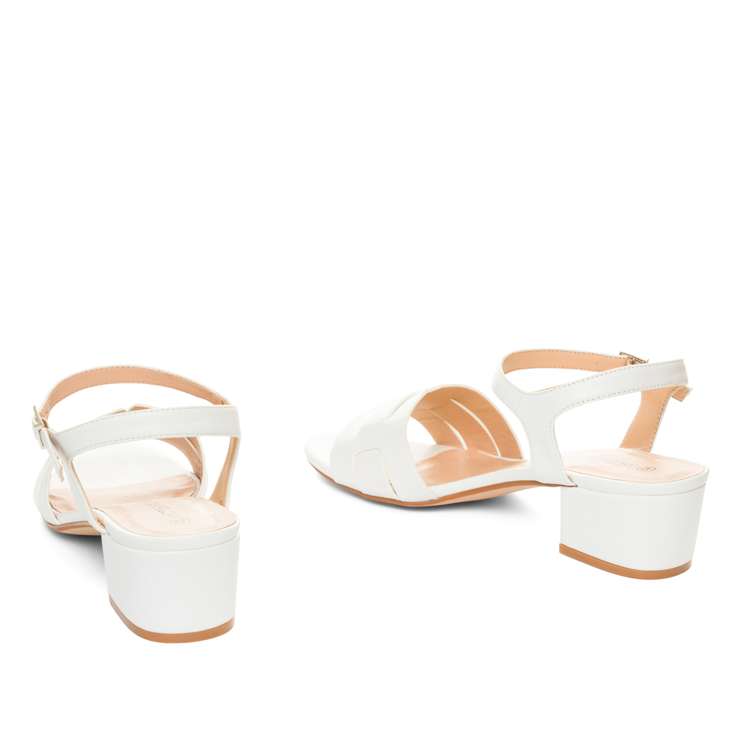 White faux leather sandals 