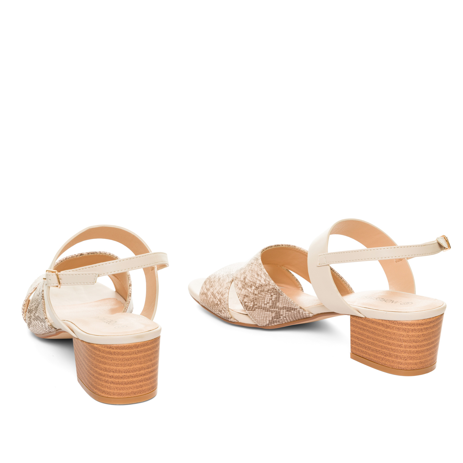Off-white embossed faux leather sandals 