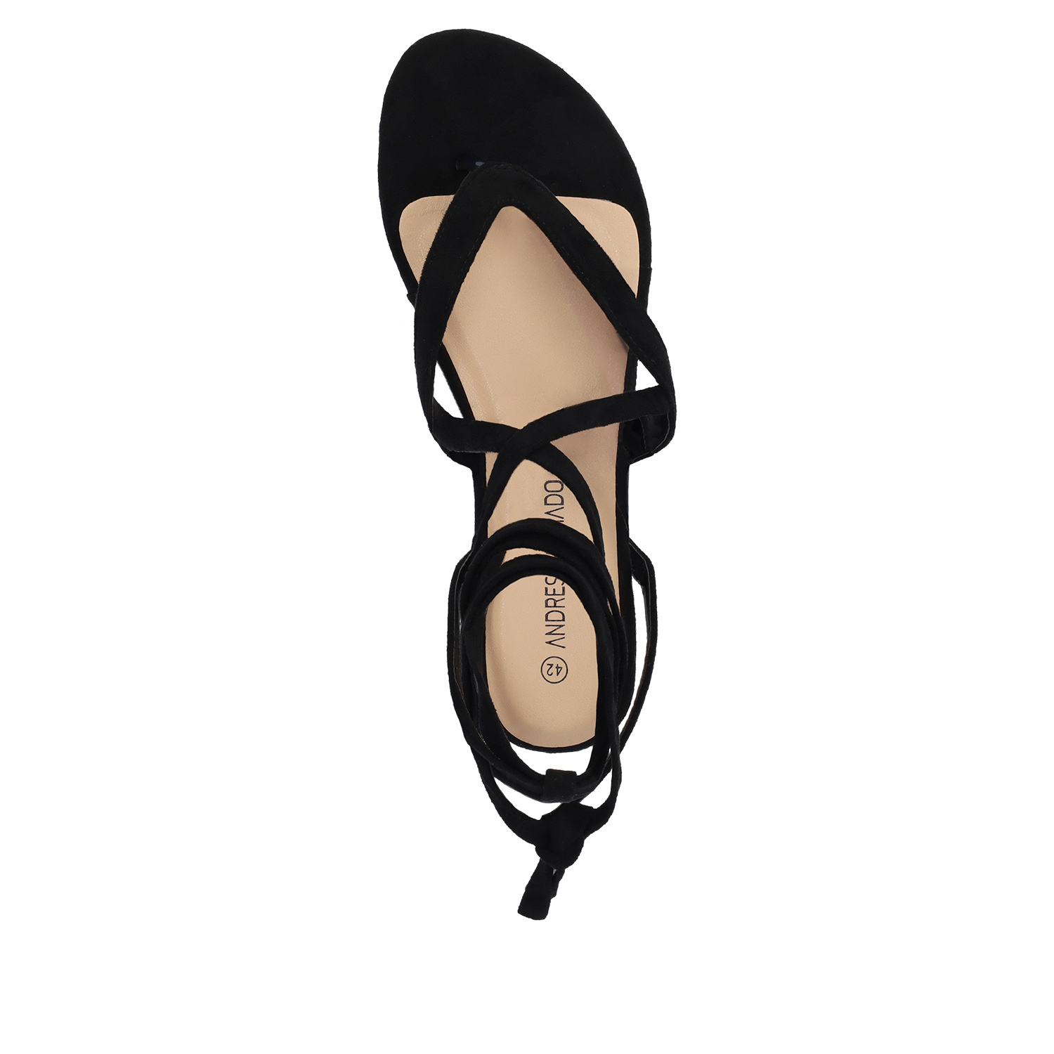 Black faux suede flat sandals 