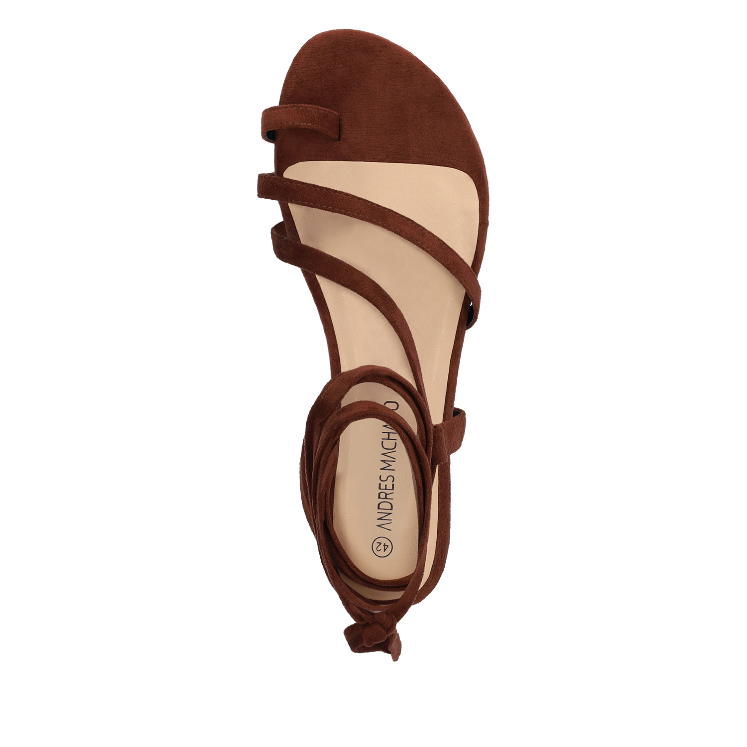 Brown faux suede flat sandals 