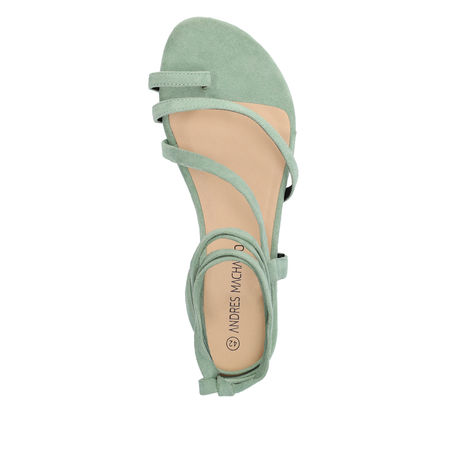 Mint faux suede flat sandals 