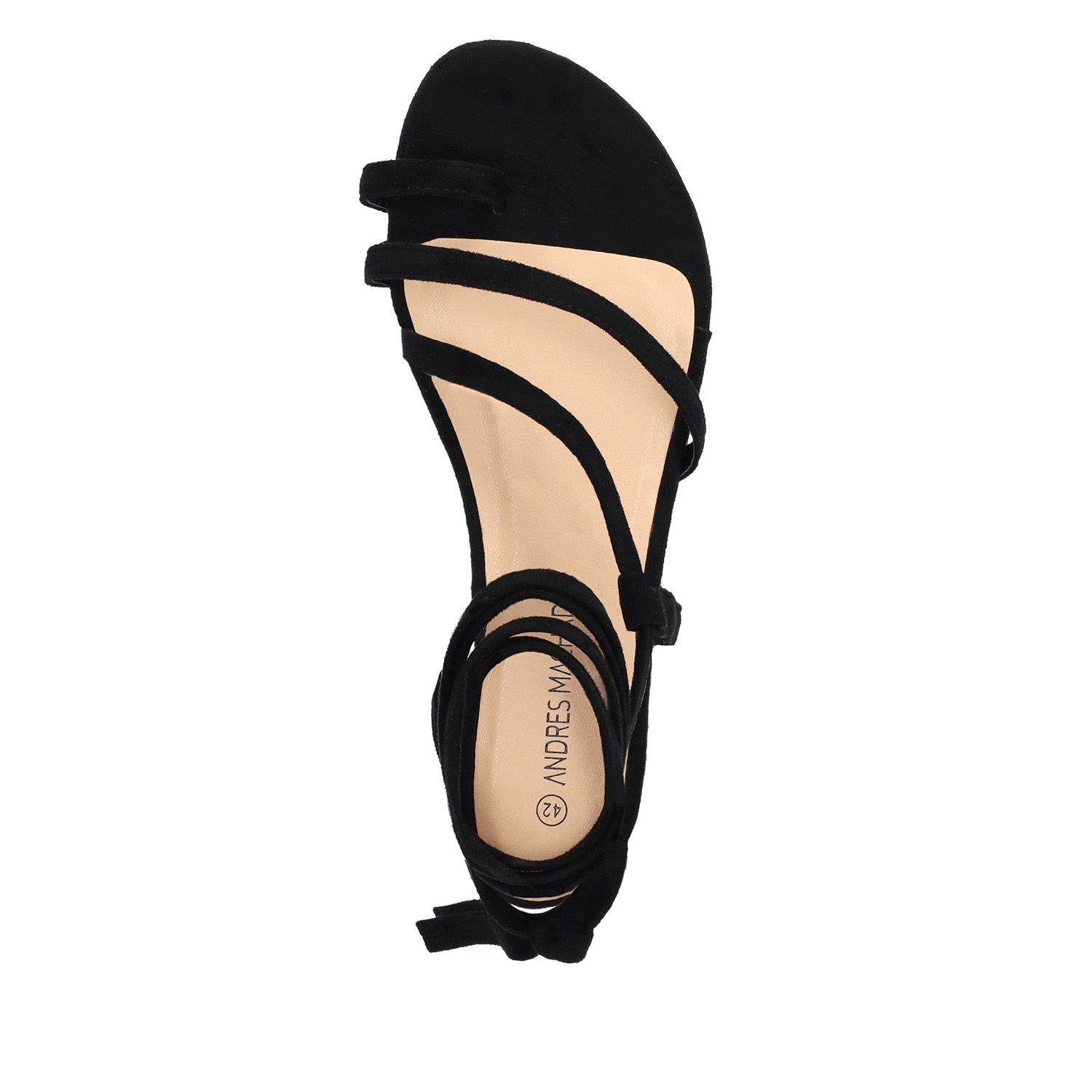 Black faux suede flat sandals 