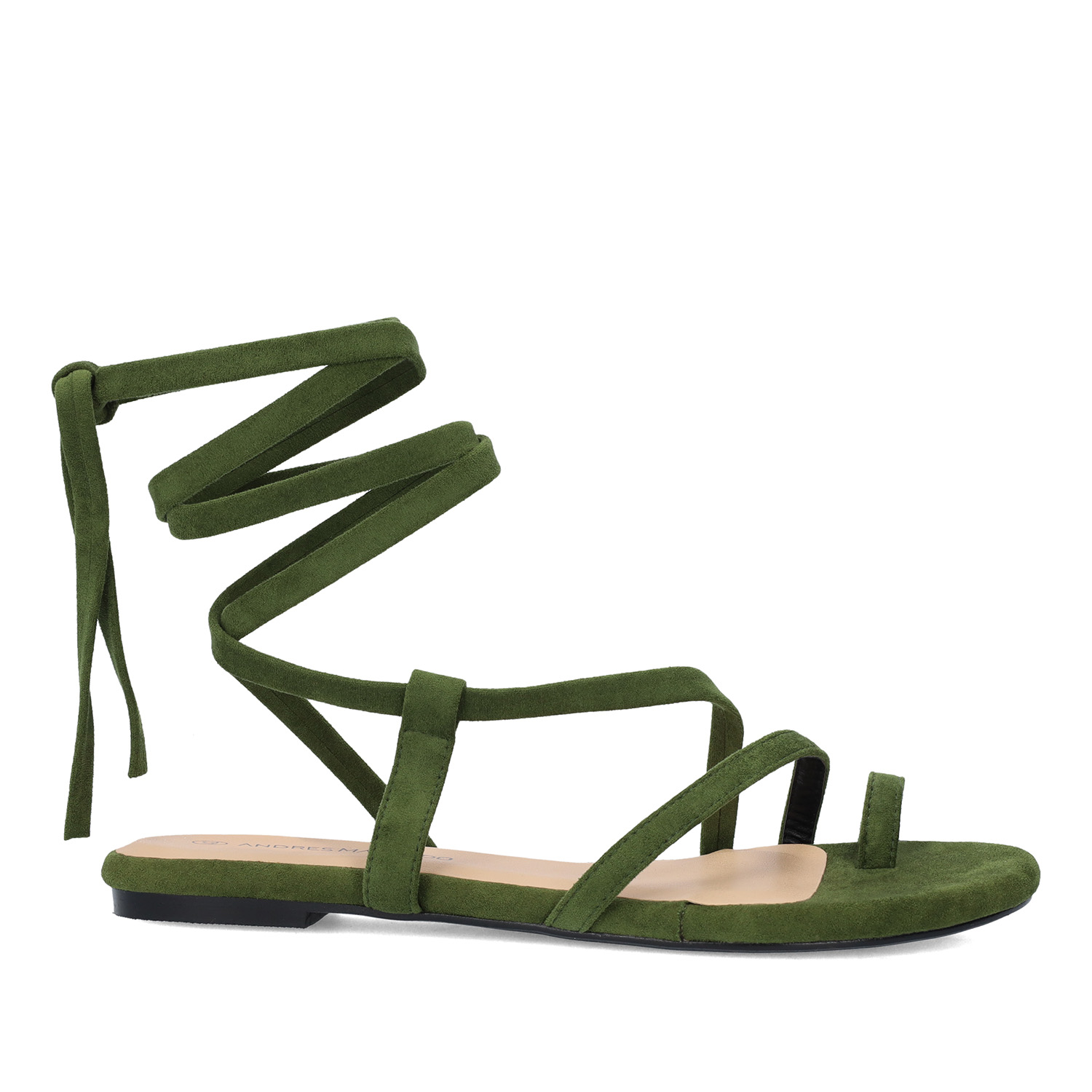 Pine green faux suede flat sandals 